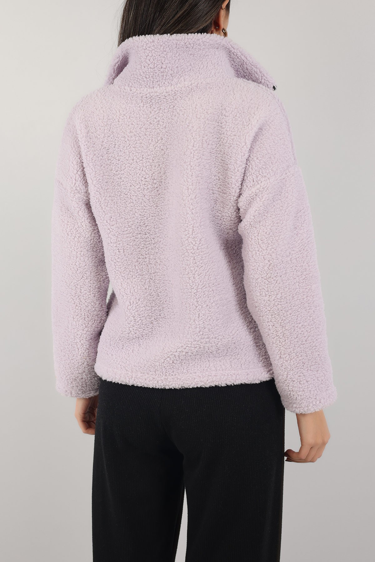 Lila Yarım Fermuarlı Yumoş Sweat 153488