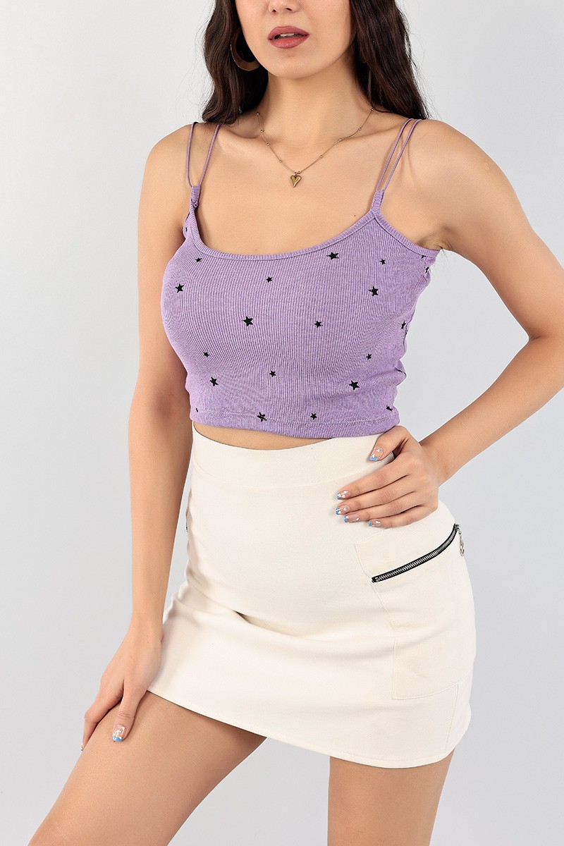 Lila Yıldız Tasarımlı Crop 97739
