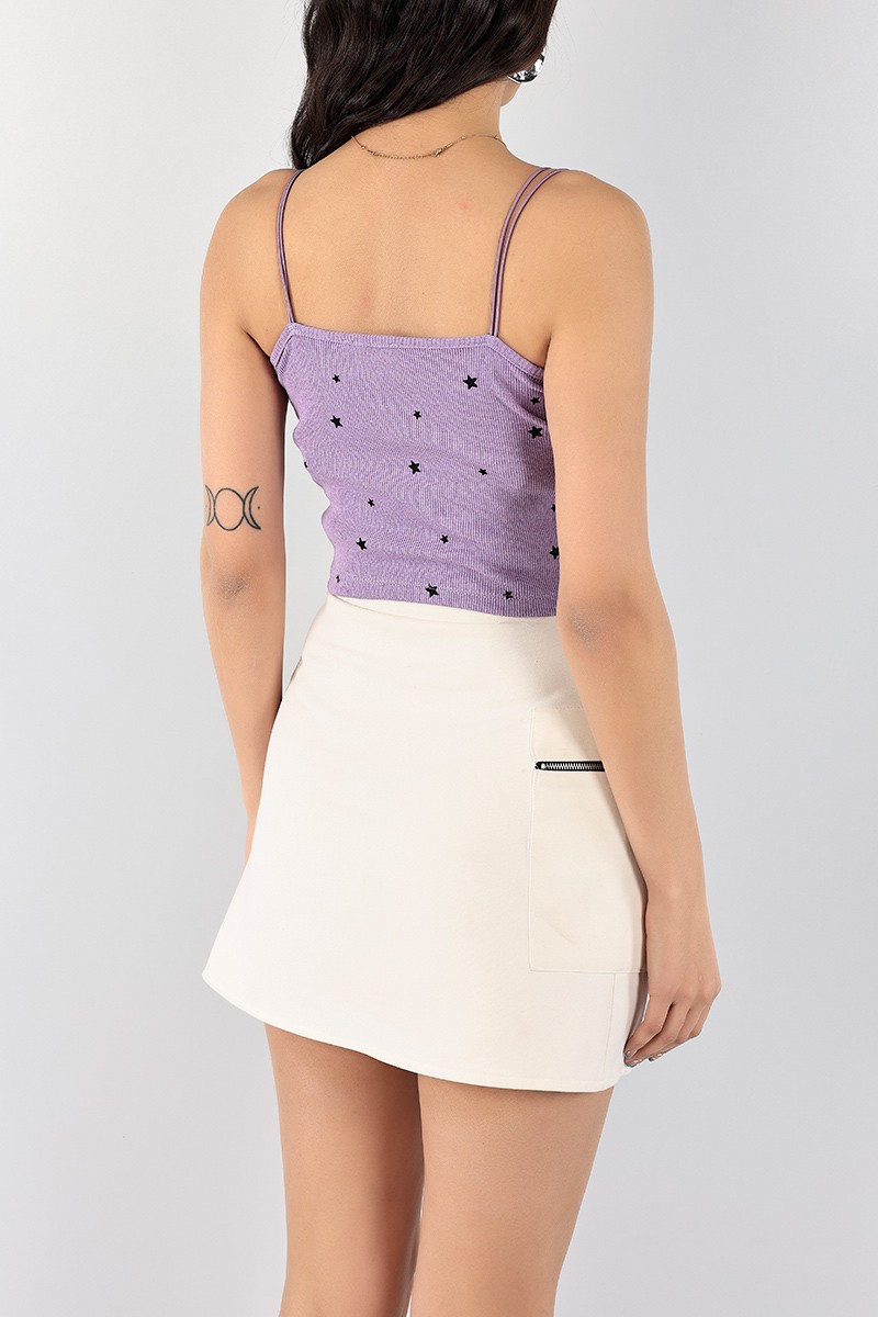 Lila Yıldız Tasarımlı Crop 97739