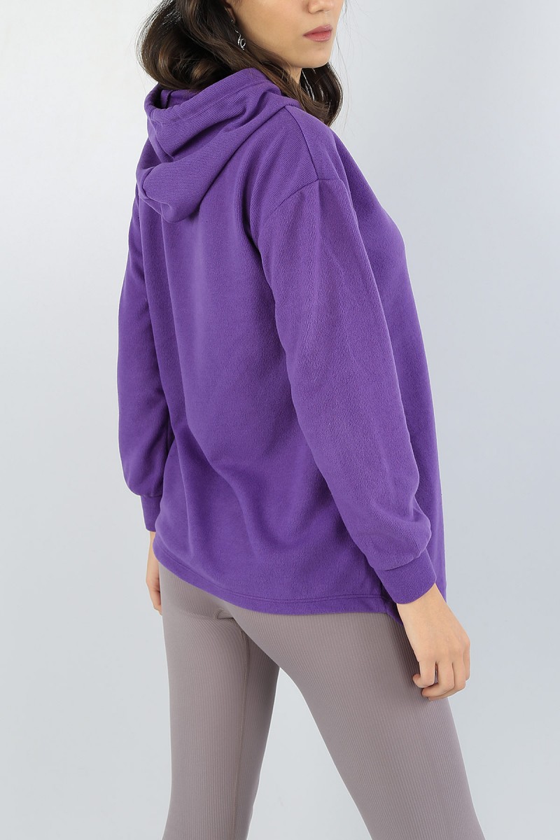 Lila Zincir Tasarımlı Bayan Selanik Triko 53505