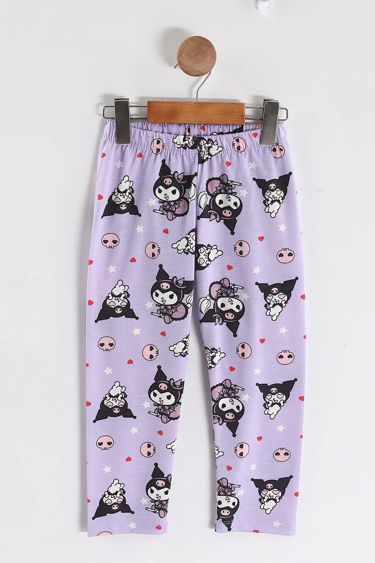 Lila(4-12 Yaş)Karakter  Baskılı Kısa Kol Ön Düğmeli Göz Bandı Detaylı Kız Çocuk Pijama Takım 453243