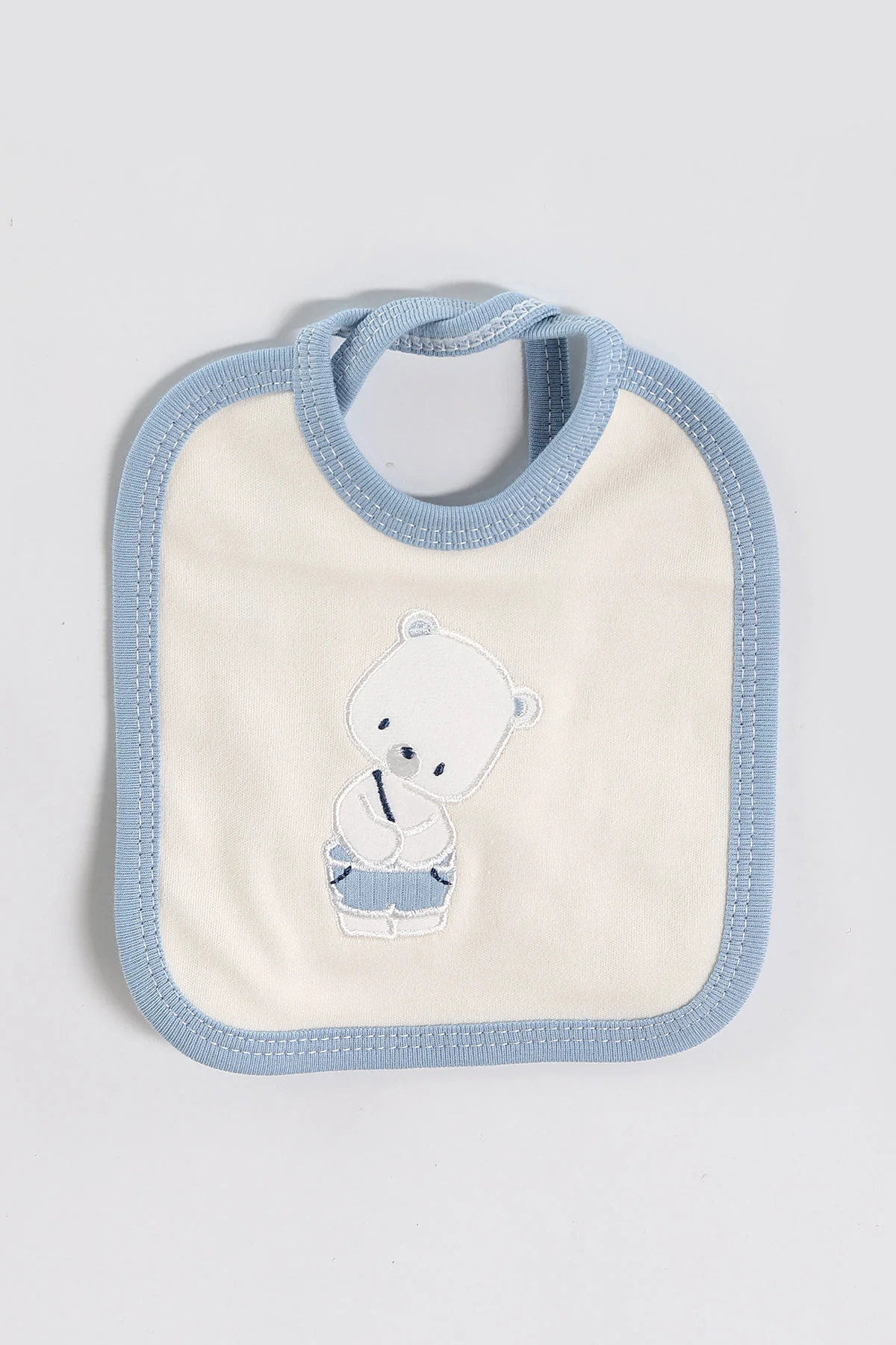 Mavi (0-3 Ay) Cute Ayıcık Nakışlı   10 Parça Kutulu Yeni Doğan Erkek Bebek Zıbın Seti 443599