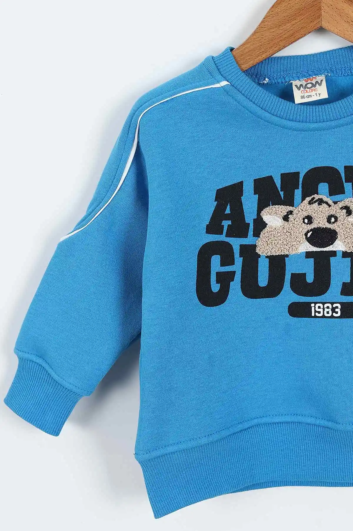 Mavi (0-4 Yaş)Gujje Baskılı Biye Detaylı  3  İp Şardonlu Erkek Çocuk Sweatshirt 417566