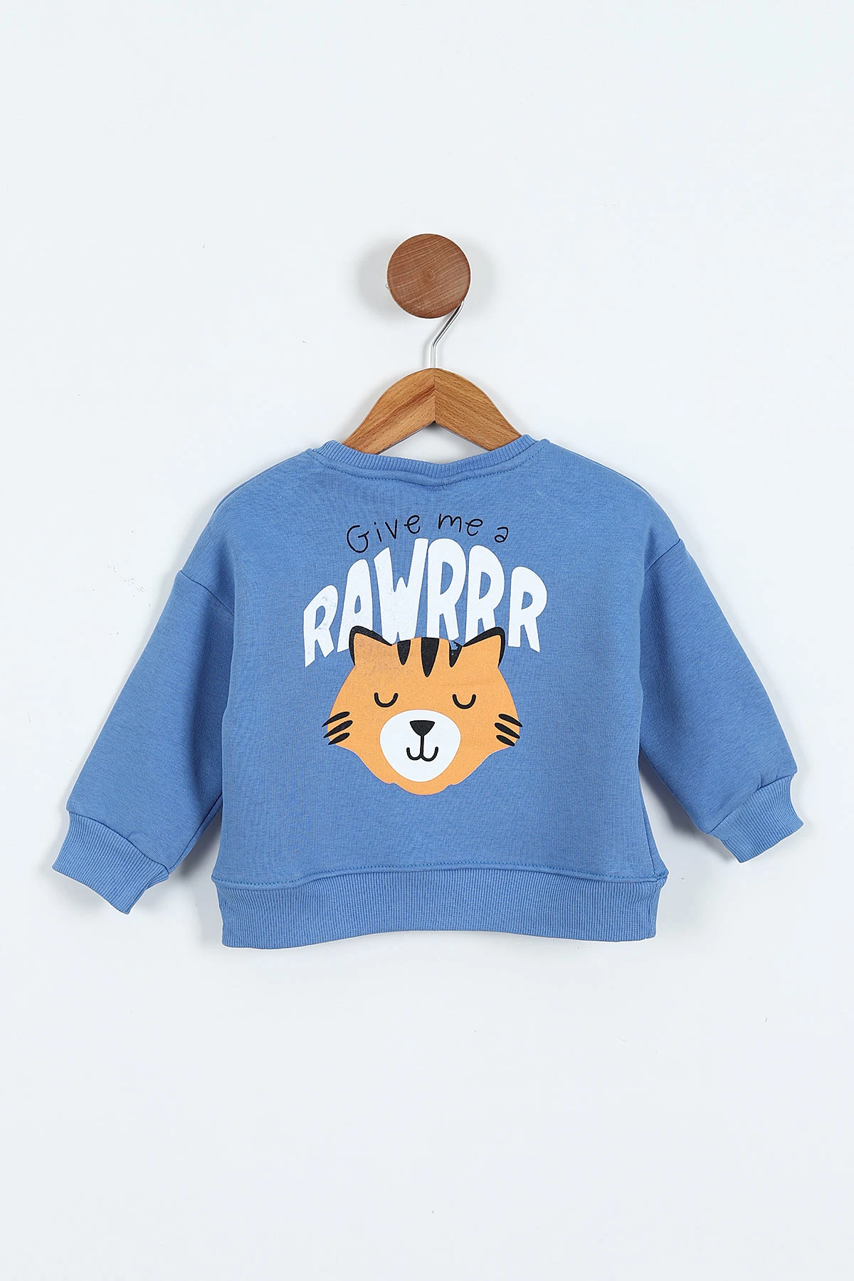 Mavi (0-4 Yaş)Rawr Baskılı  3  İp Şardonlu Erkek Çocuk Sweatshirt 415034