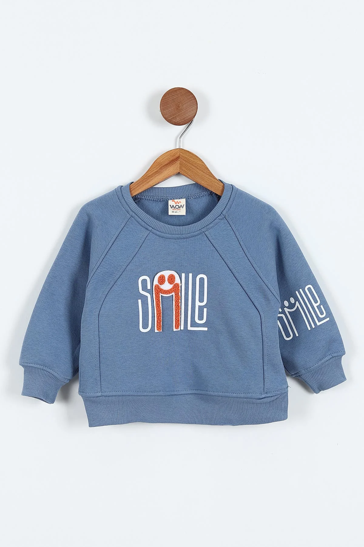 Mavi (0-4 Yaş)Smile Baskılı Dikiş Detaylı  3  İp Şardonlu Erkek Çocuk Sweatshirt 417560