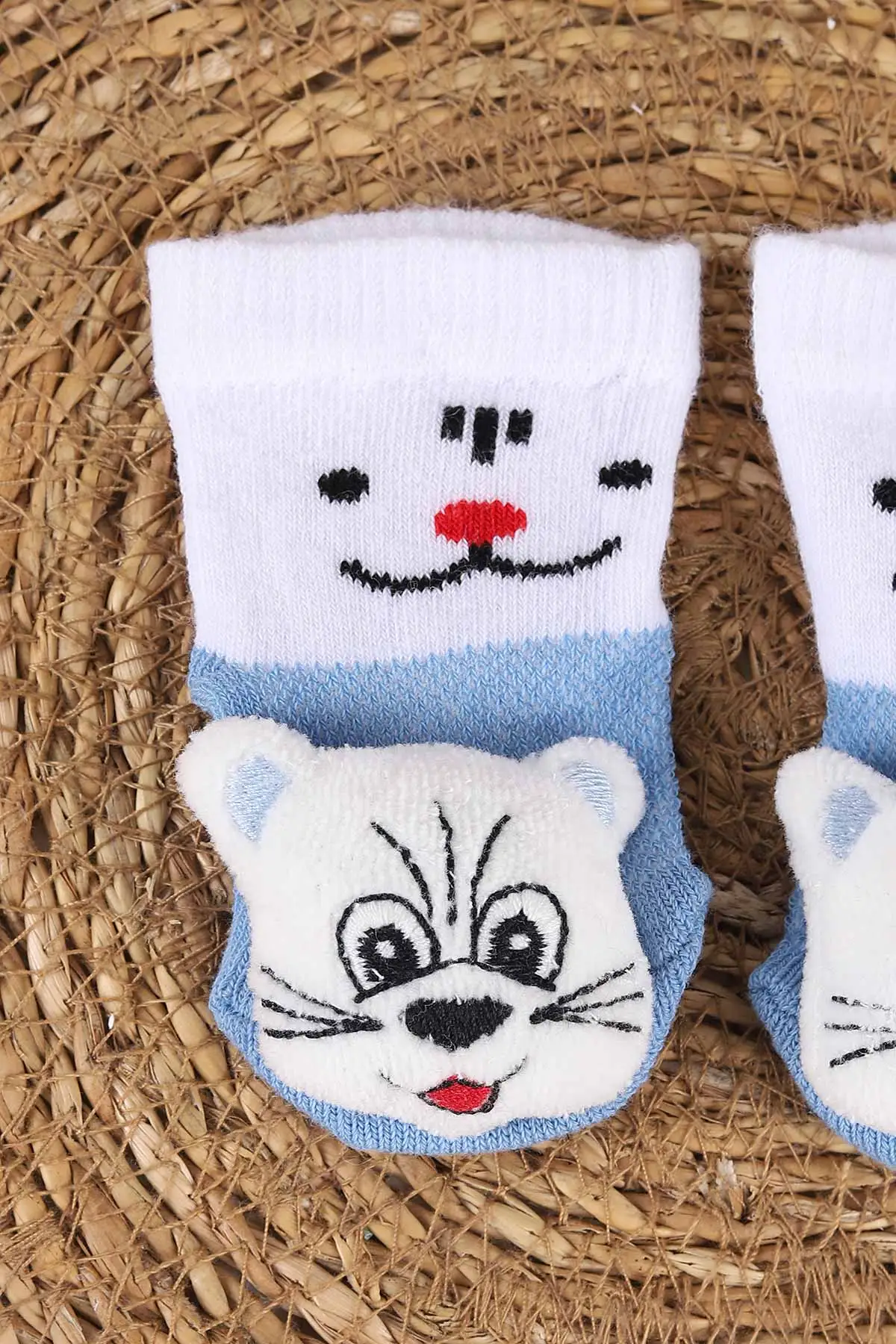 Mavi (0-6 Ay) Nakış Oyuncaklı Erkek Bebek Çorap 467462