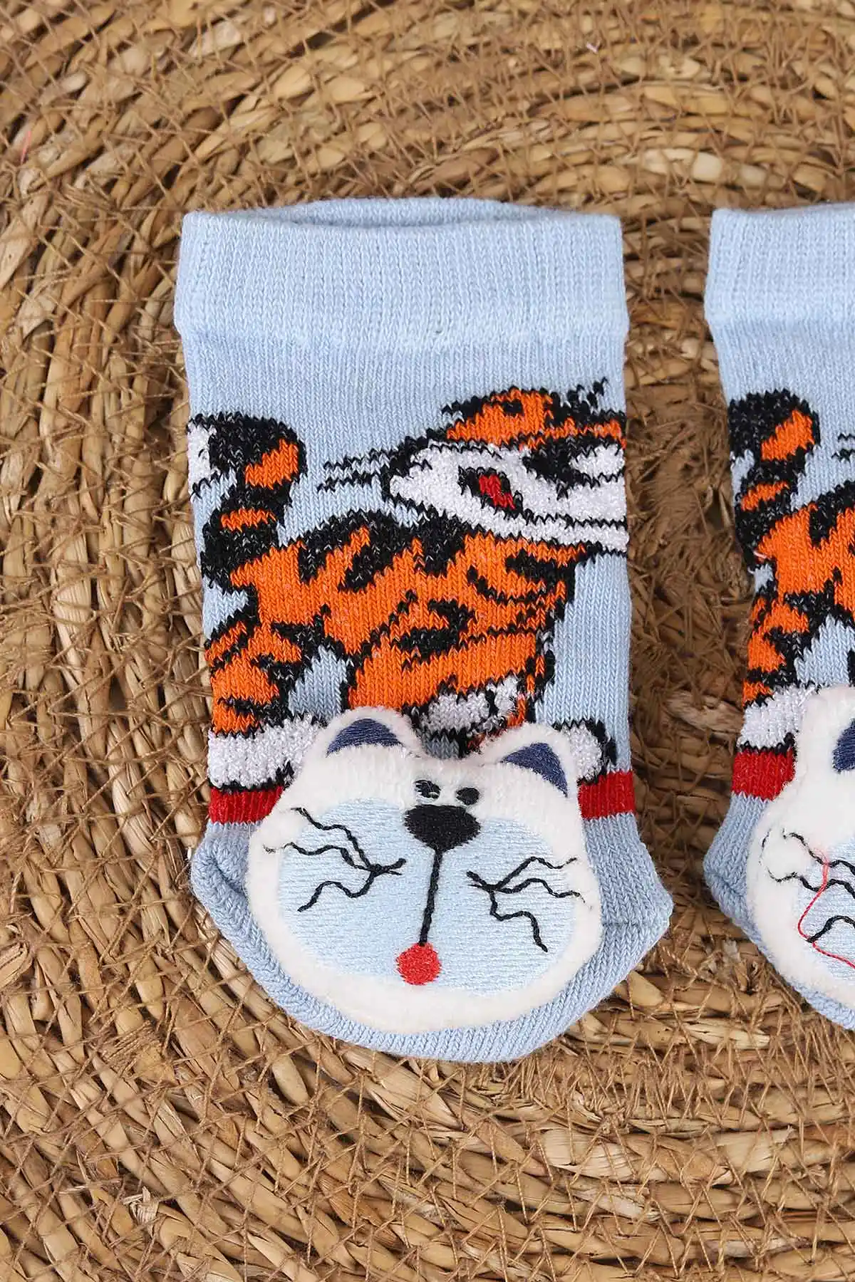 Mavi (0-6 Ay) Nakış Oyuncaklı Erkek Bebek Çorap 467467