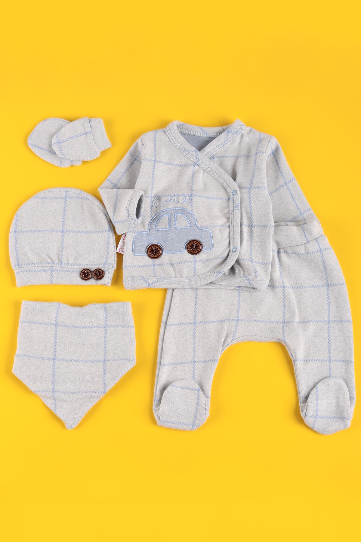 Mavi (0-6 Ay) Nakışlı Erkek Bebe Takım 223418