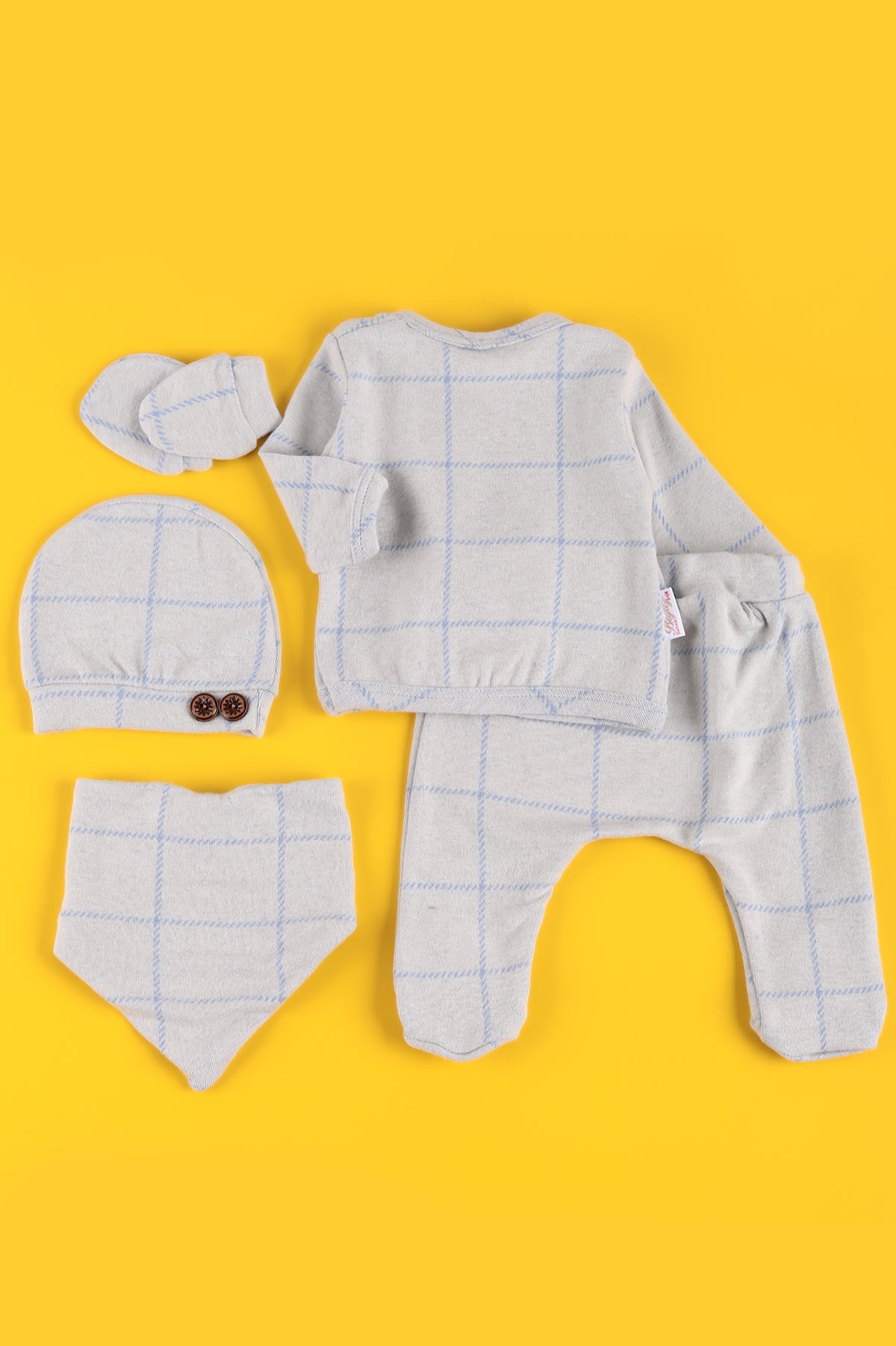 Mavi (0-6 Ay) Nakışlı Erkek Bebe Takım 223418