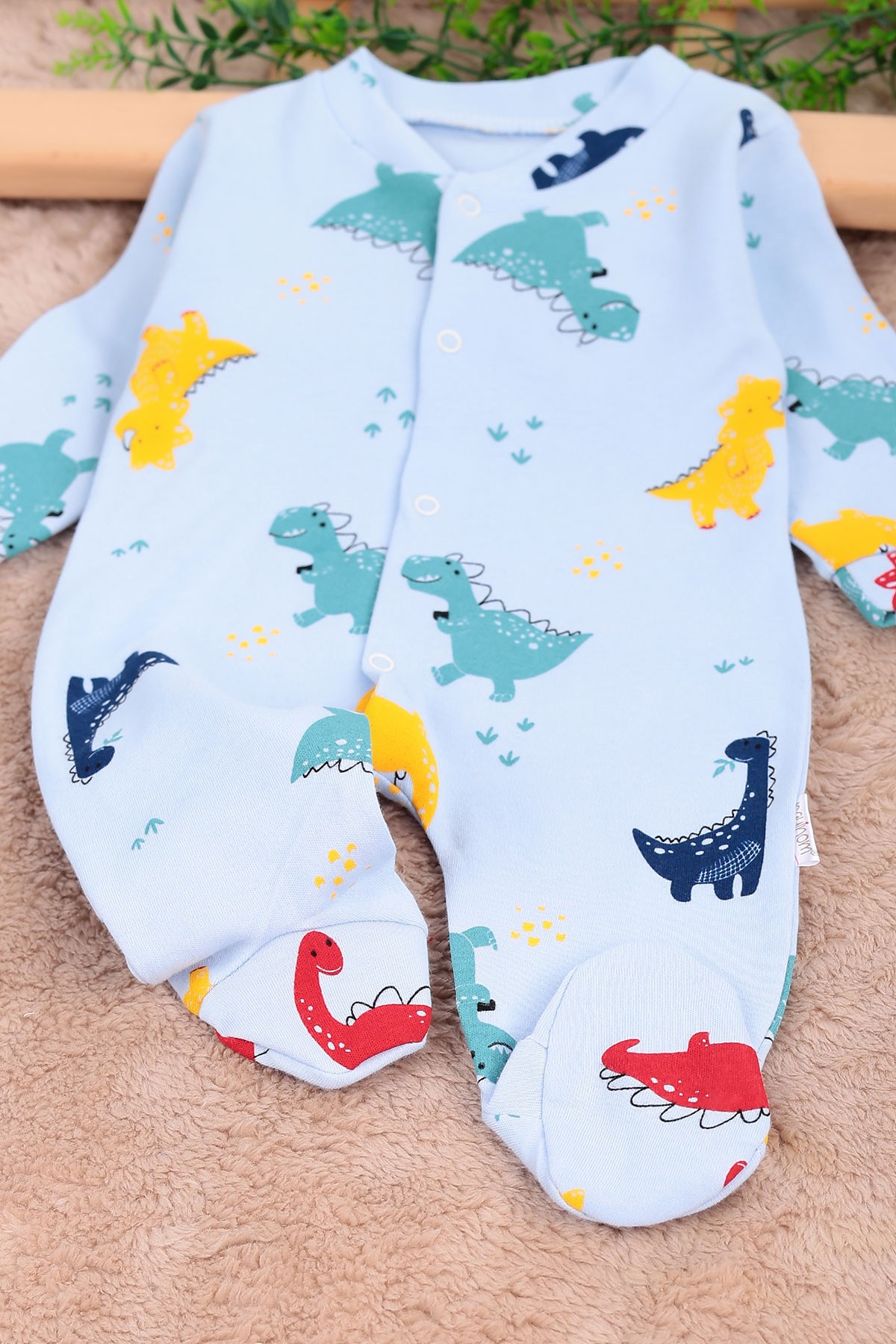 Mavi (0-9 Ay) Dinazor Baskılı Erkek Bebe Tulum 163587