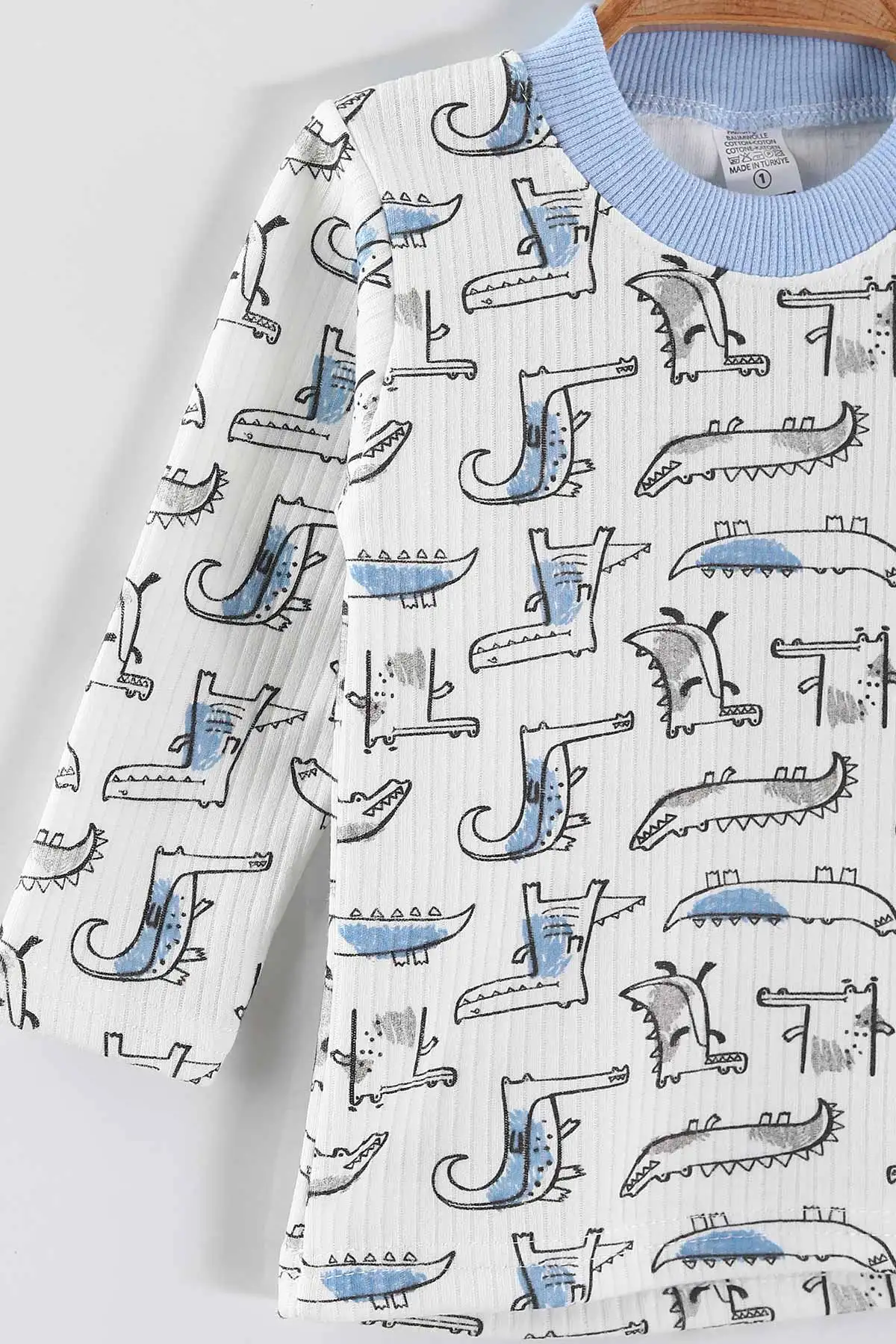 Mavi (1-3 Yaş) Balık  Desenli Raporlu Çocuk Pijama Takım 459408