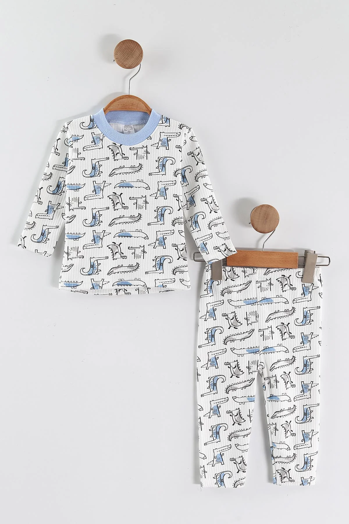 Mavi (1-3 Yaş) Balık  Desenli Raporlu Çocuk Pijama Takım 459408