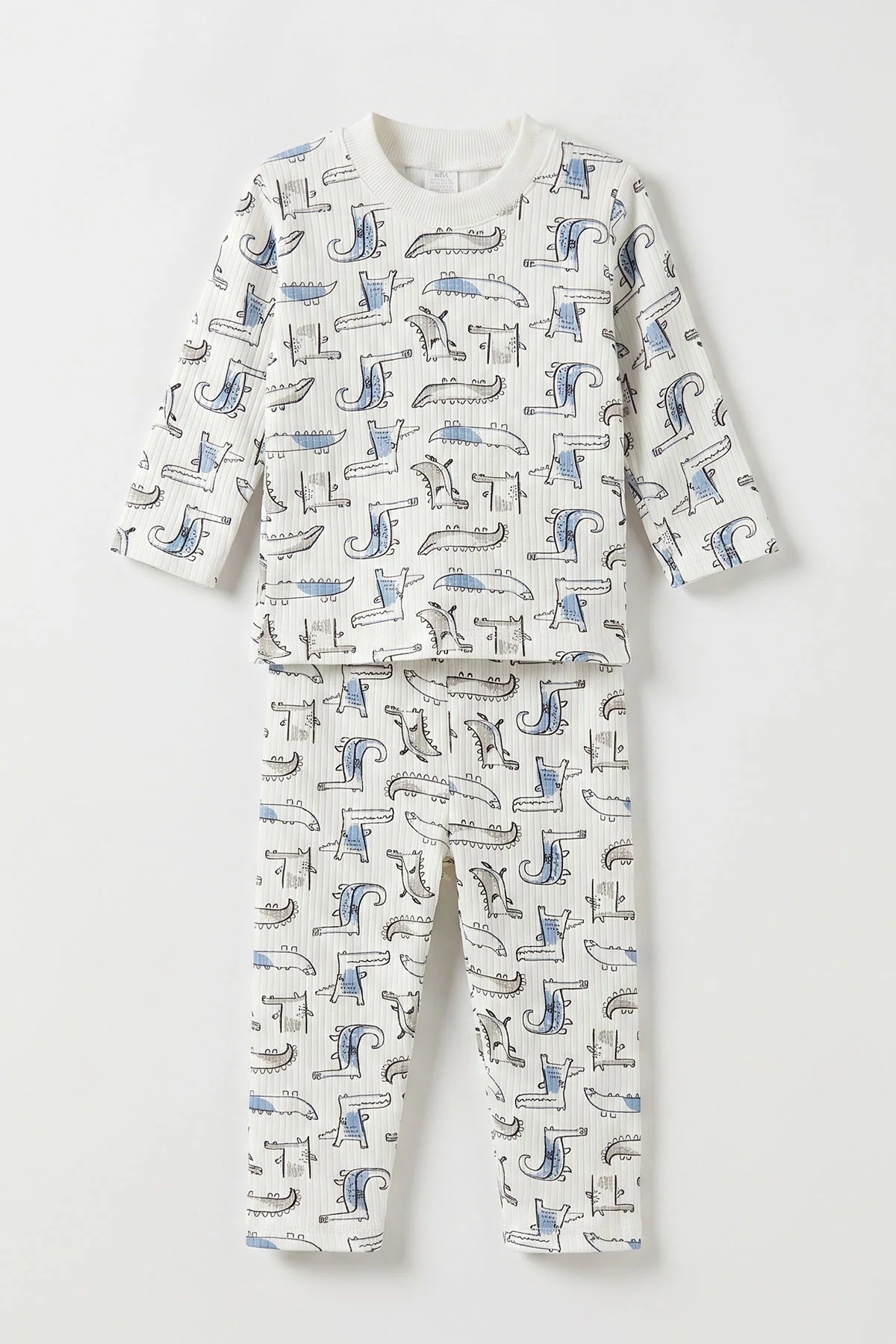 Mavi (1-3 Yaş) Balık Desenli Raporlu Çocuk Pijama Takım  484706