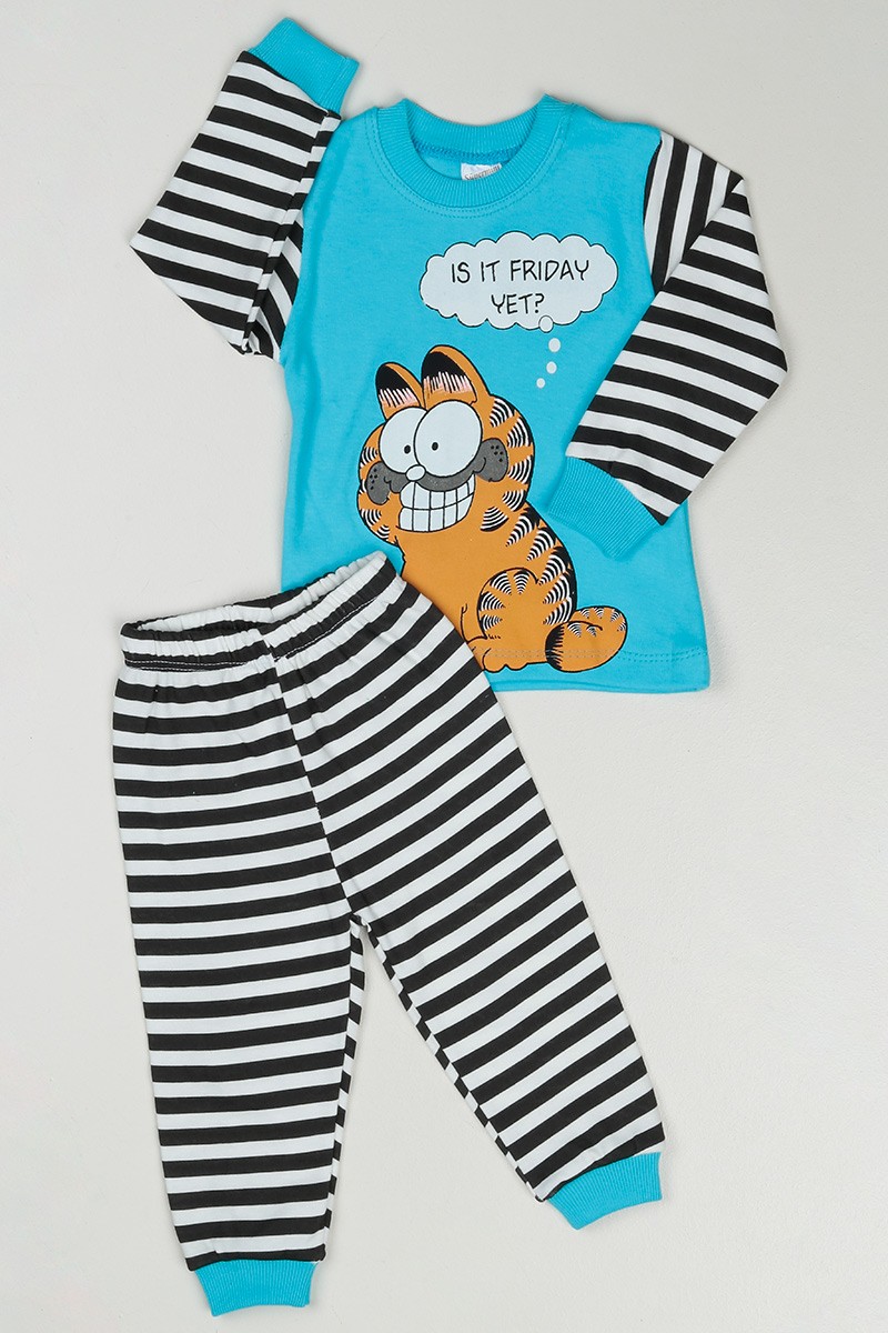 Mavi (1-3 Yaş) Garfield Baskılı Erkek Çocuk Pijama Takım 88640