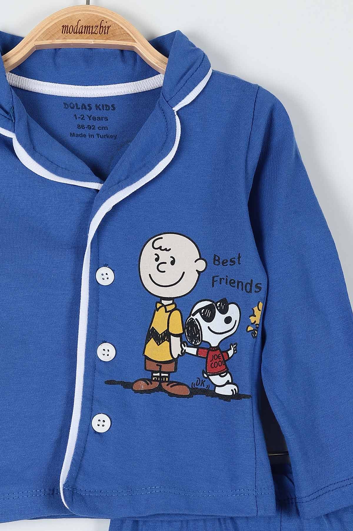 Mavi (1-3 Yaş) Joe Cool Baskılı Erkek Bebe Pijama Takım 181870