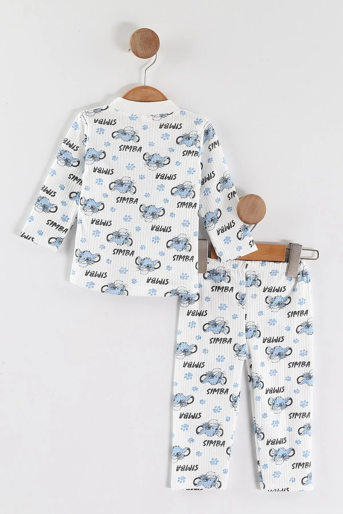 Mavi (1-3 Yaş) Simba Desenli Raporlu Çocuk Pijama Takım 463016