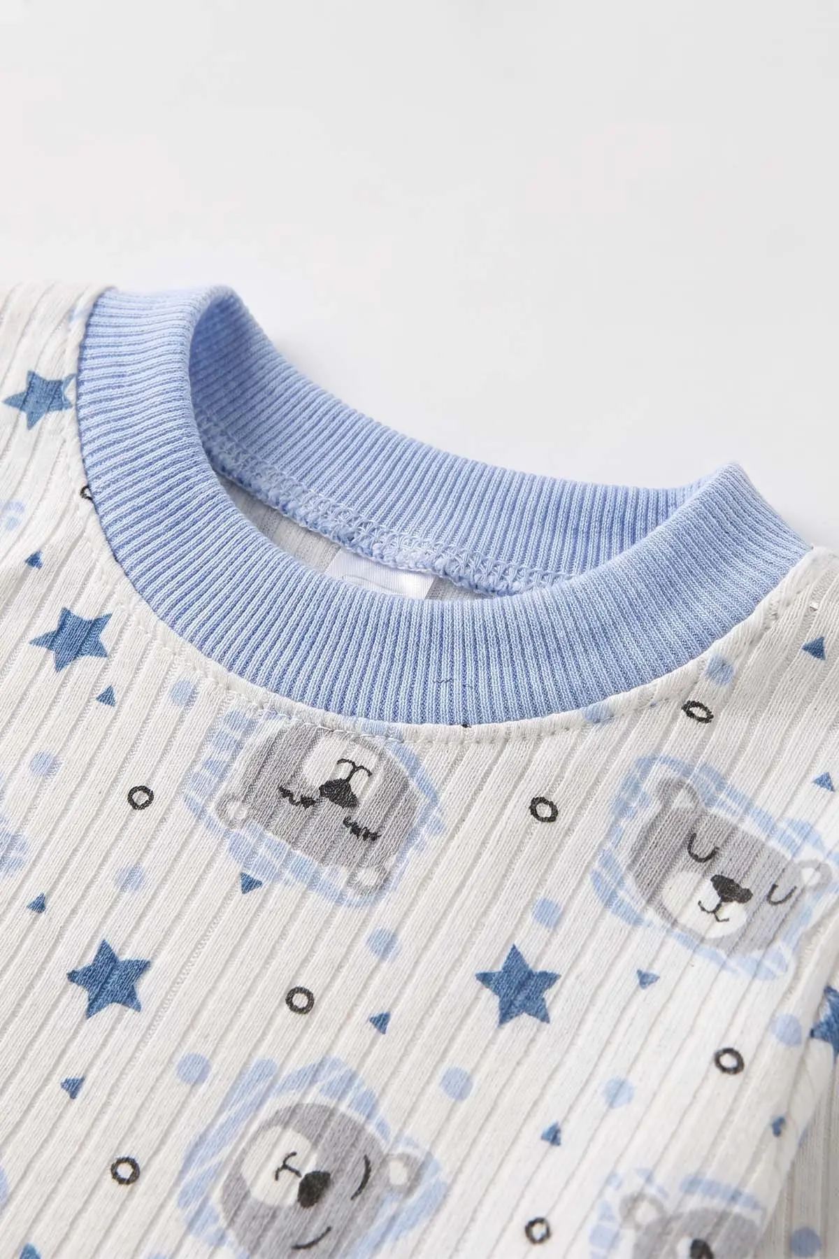 Mavi (1-3 Yaş)Ayıcık Desenli Çocuk Raporlu Pijama Takımı 477378
