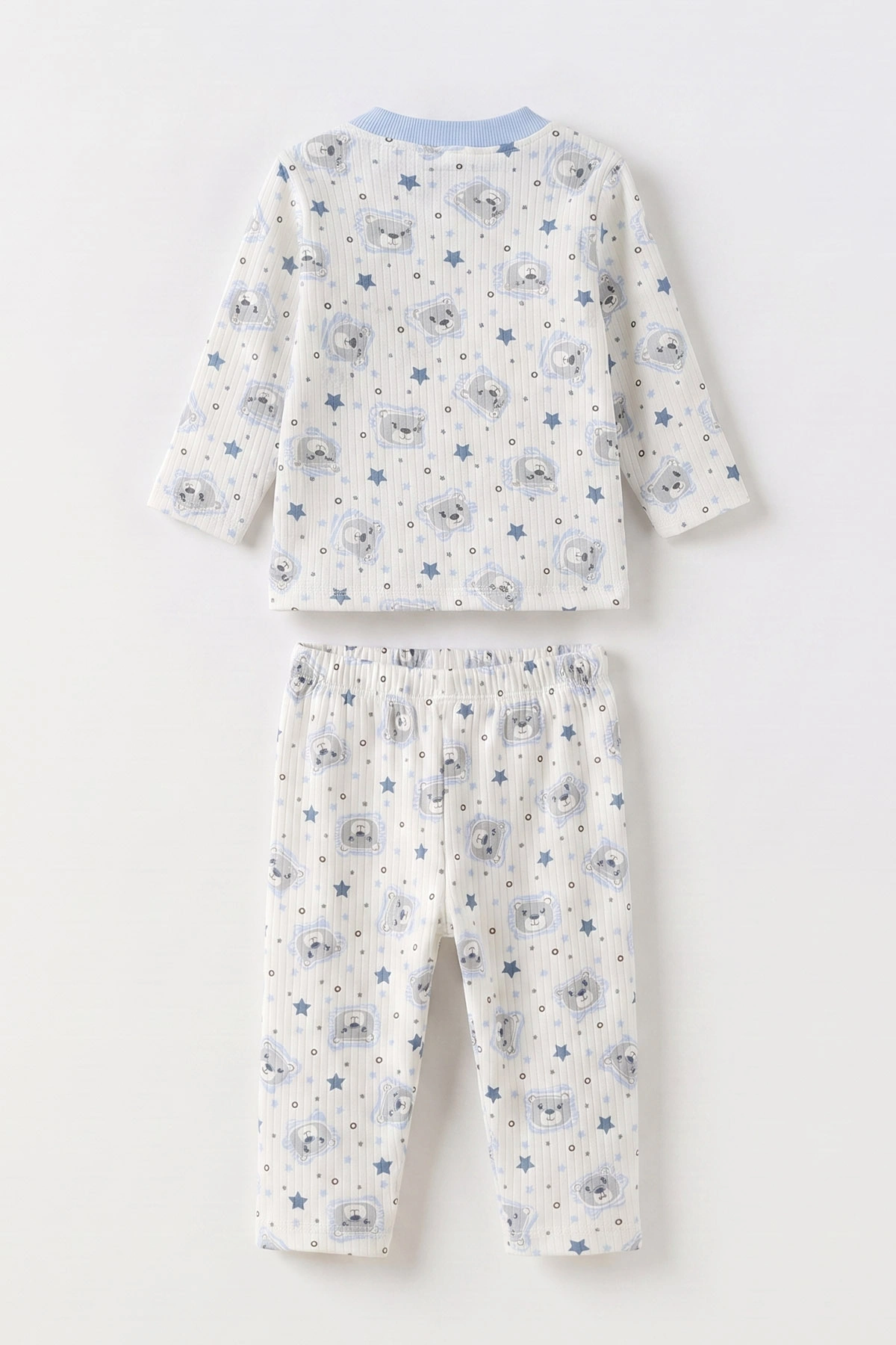 Mavi (1-3 Yaş)Ayıcık Desenli Çocuk Raporlu Pijama Takımı 477378