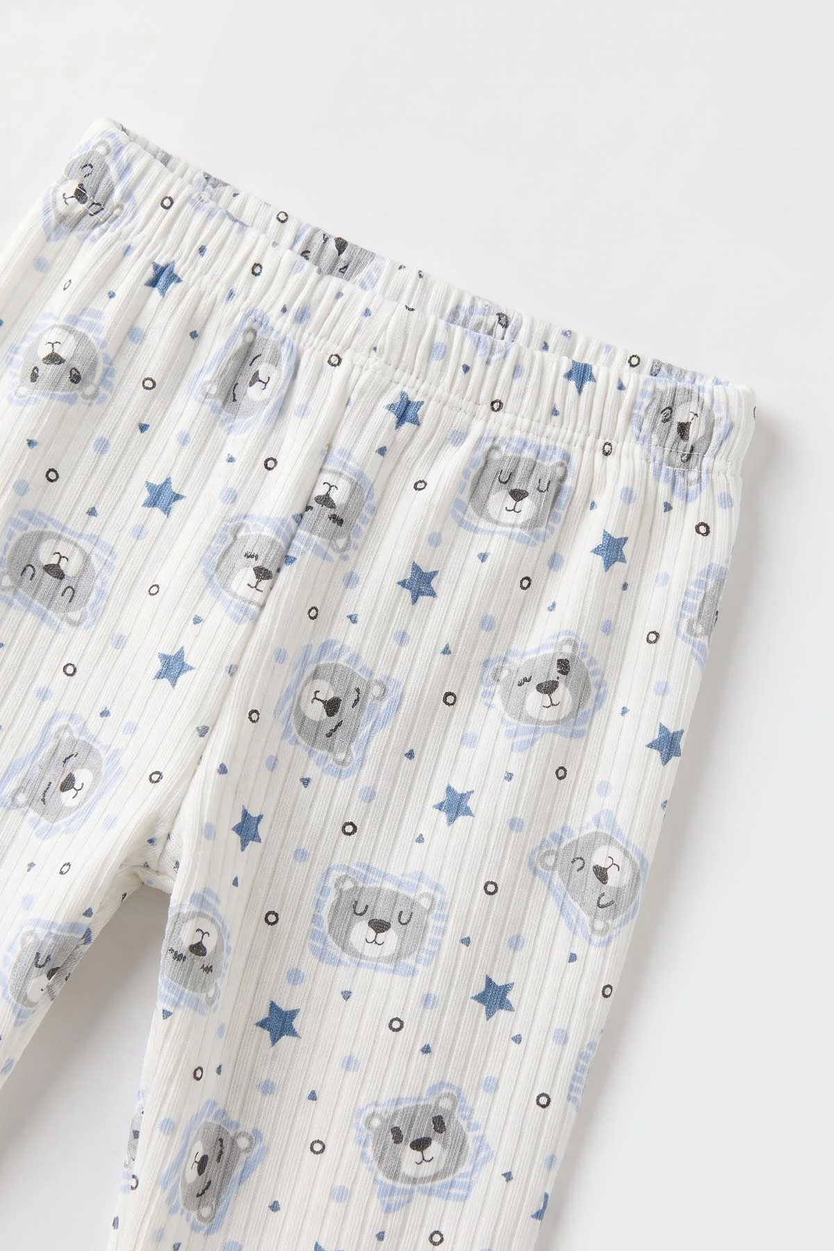 Mavi (1-3 Yaş)Ayıcık Desenli Çocuk Raporlu Pijama Takımı 477378