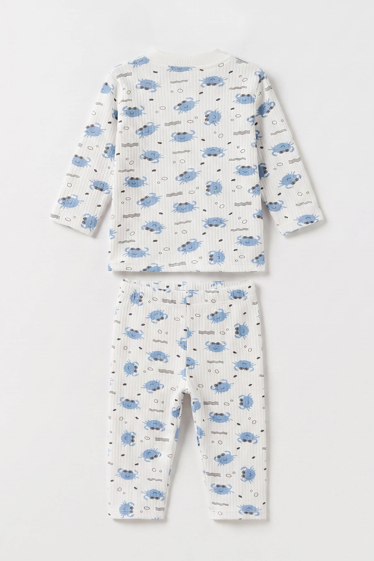 Mavi (1-3 Yaş)Raporlu Yengeç Baskılı Çocuk Pijama Takımı 477367