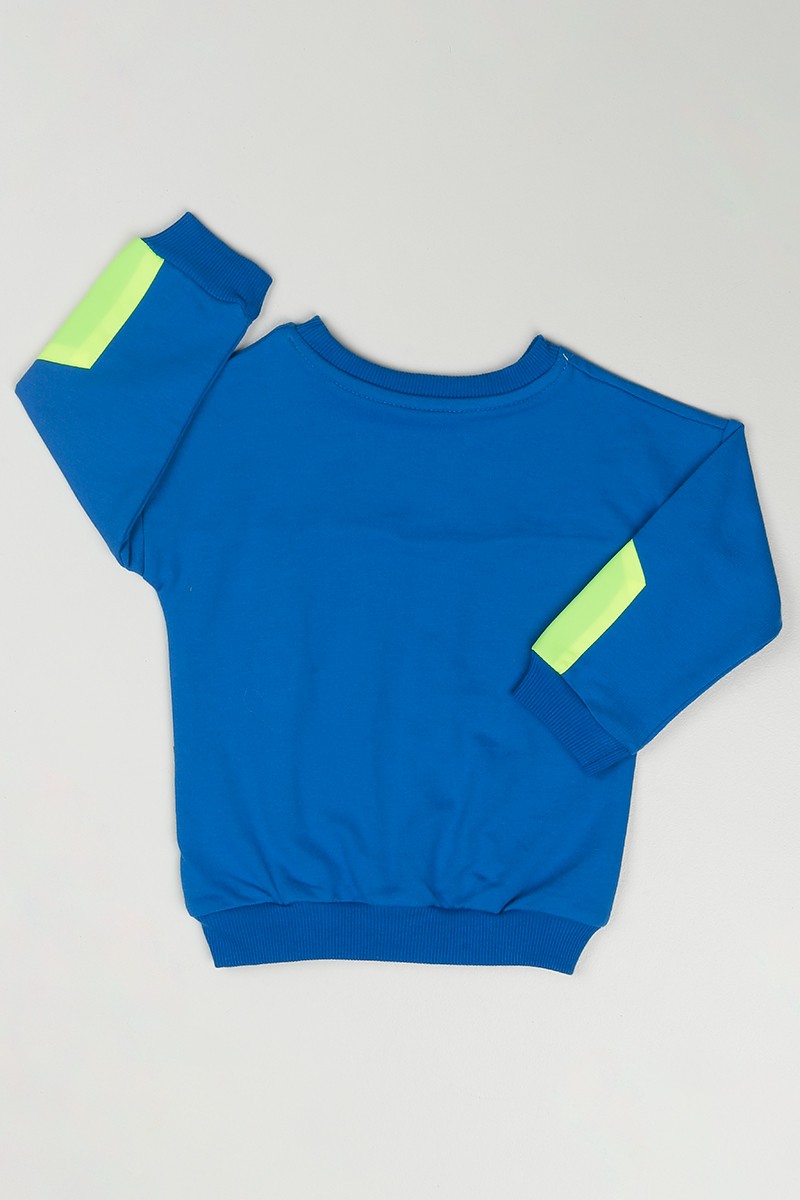 Mavi (1-4 Yaş) Never Baskılı Erkek Çocuk Sweatshirt 85511