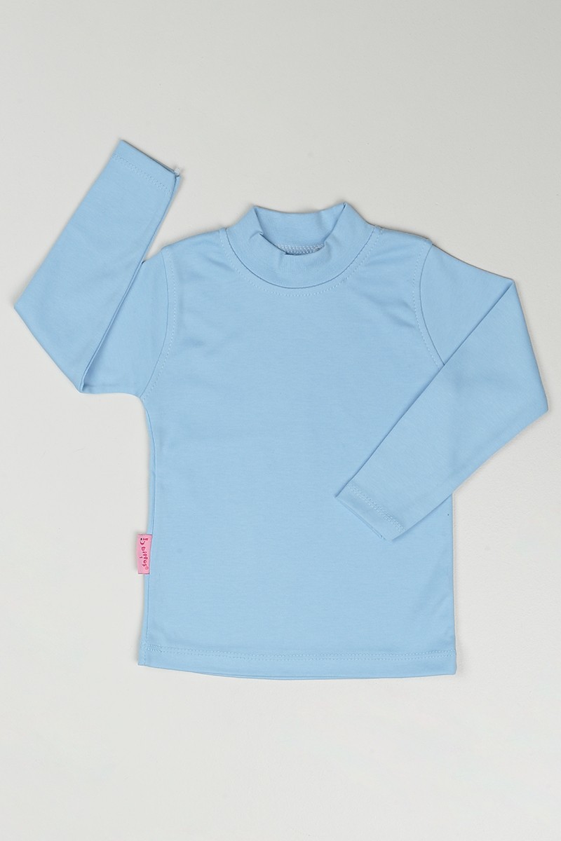 Mavi (1-8 Yaş) Boğazlı Düz Kız Çocuk Sweatshirt 89870