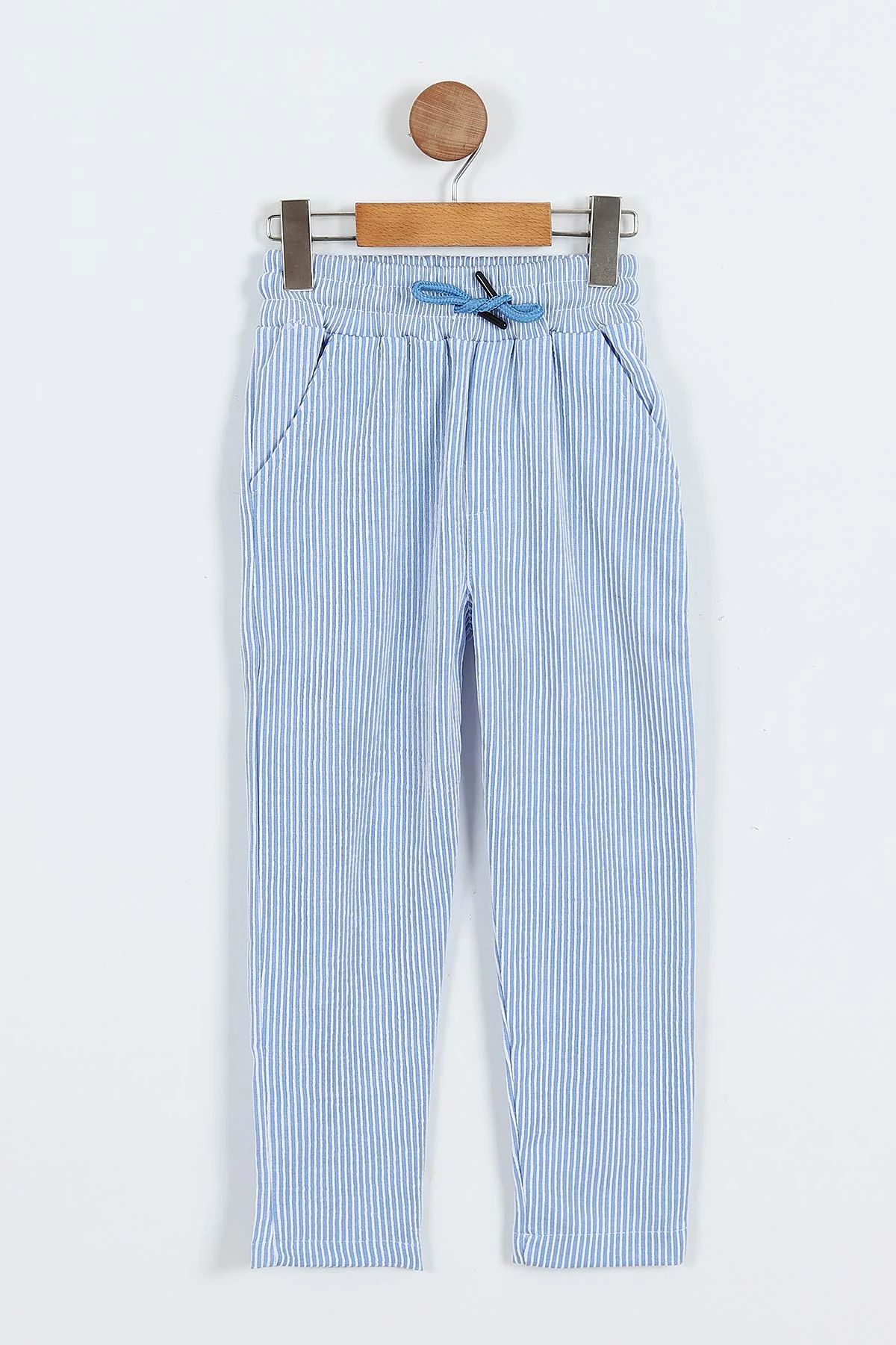 Mavi (11-14 Yaş)Fitilli Likralı Erkek Çocuk Jogger Pantolon 357086