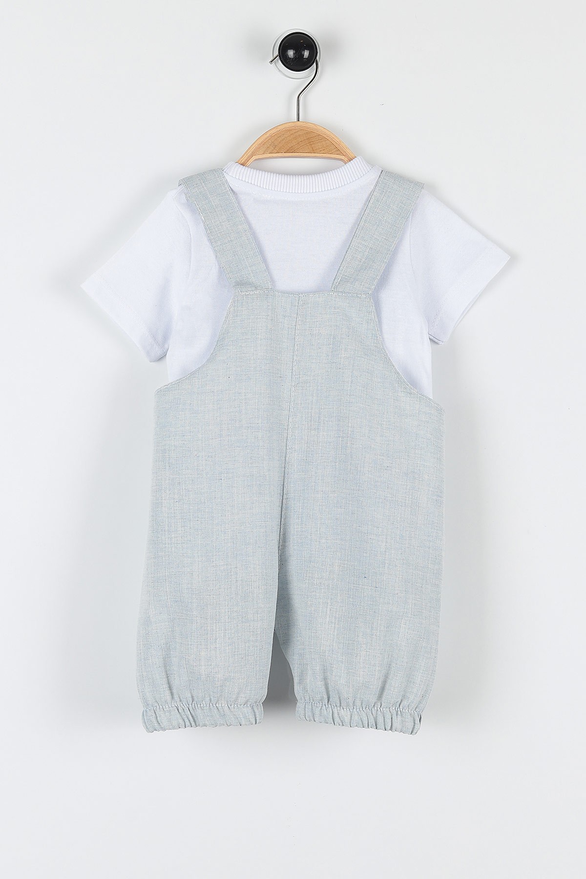 Mavi (12-24 Ay) Ayı Nakışlı Cep Detaylı Paça Lastikli Erkek Bebe Takım 169466