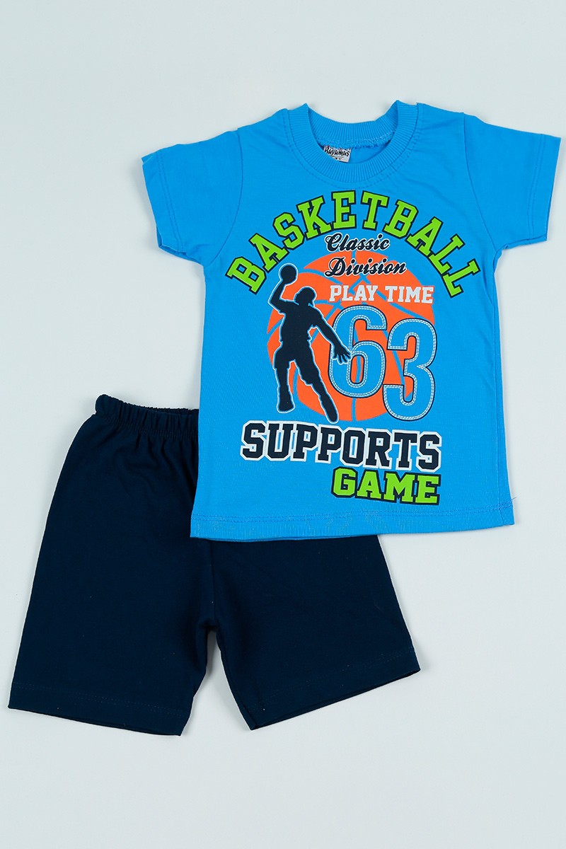 Mavi (2-5 Yaş) Basketbol Baskılı Erkek Çocuk Şortlu Takım 97664