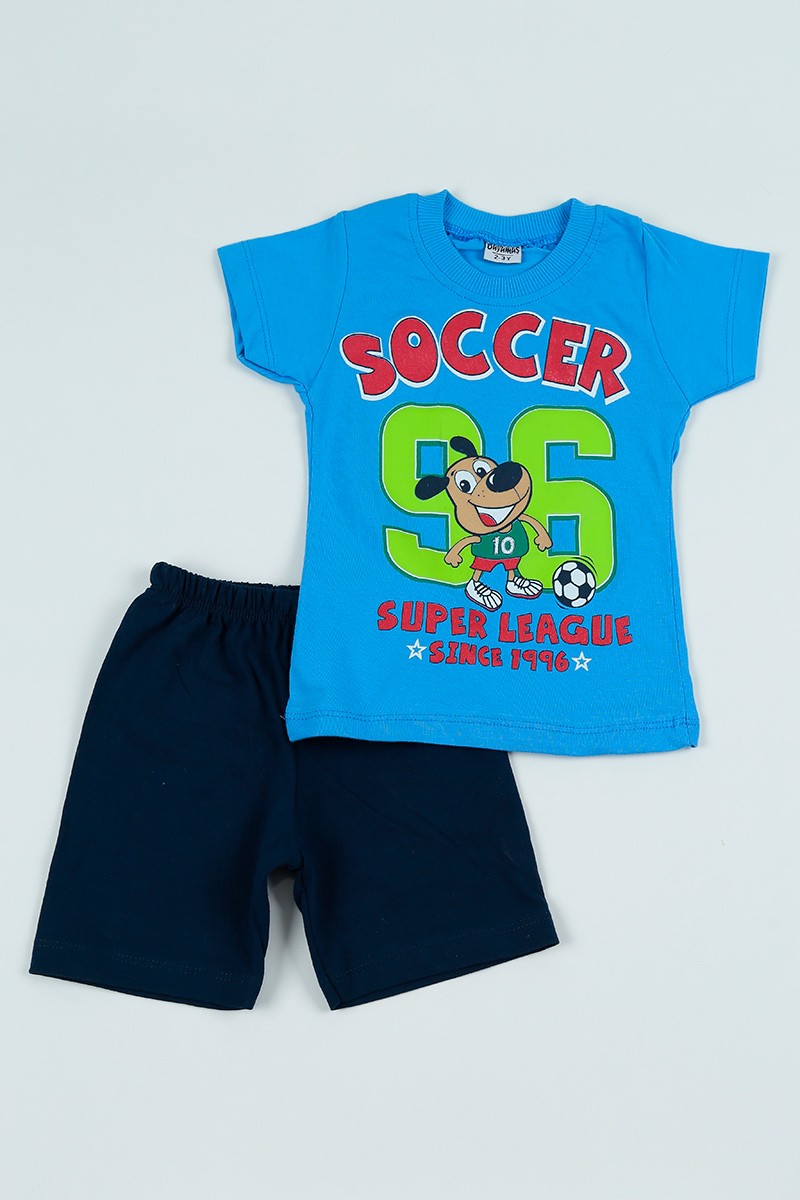 Mavi (2-5 Yaş) Soccer Baskılı Erkek Çocuk Şortlu Takım 97589