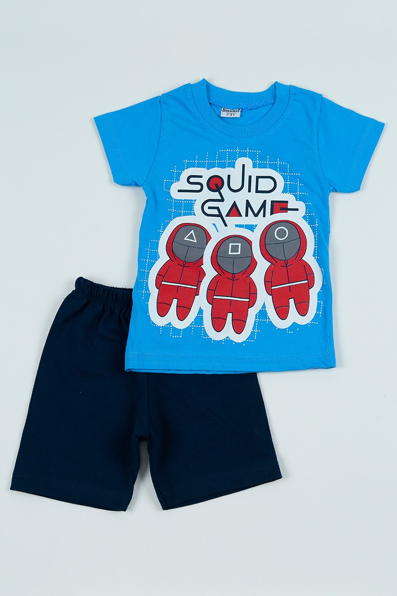 Mavi (2-5 Yaş) Squid Game Baskılı Erkek Çocuk Şortlu Takım 97563