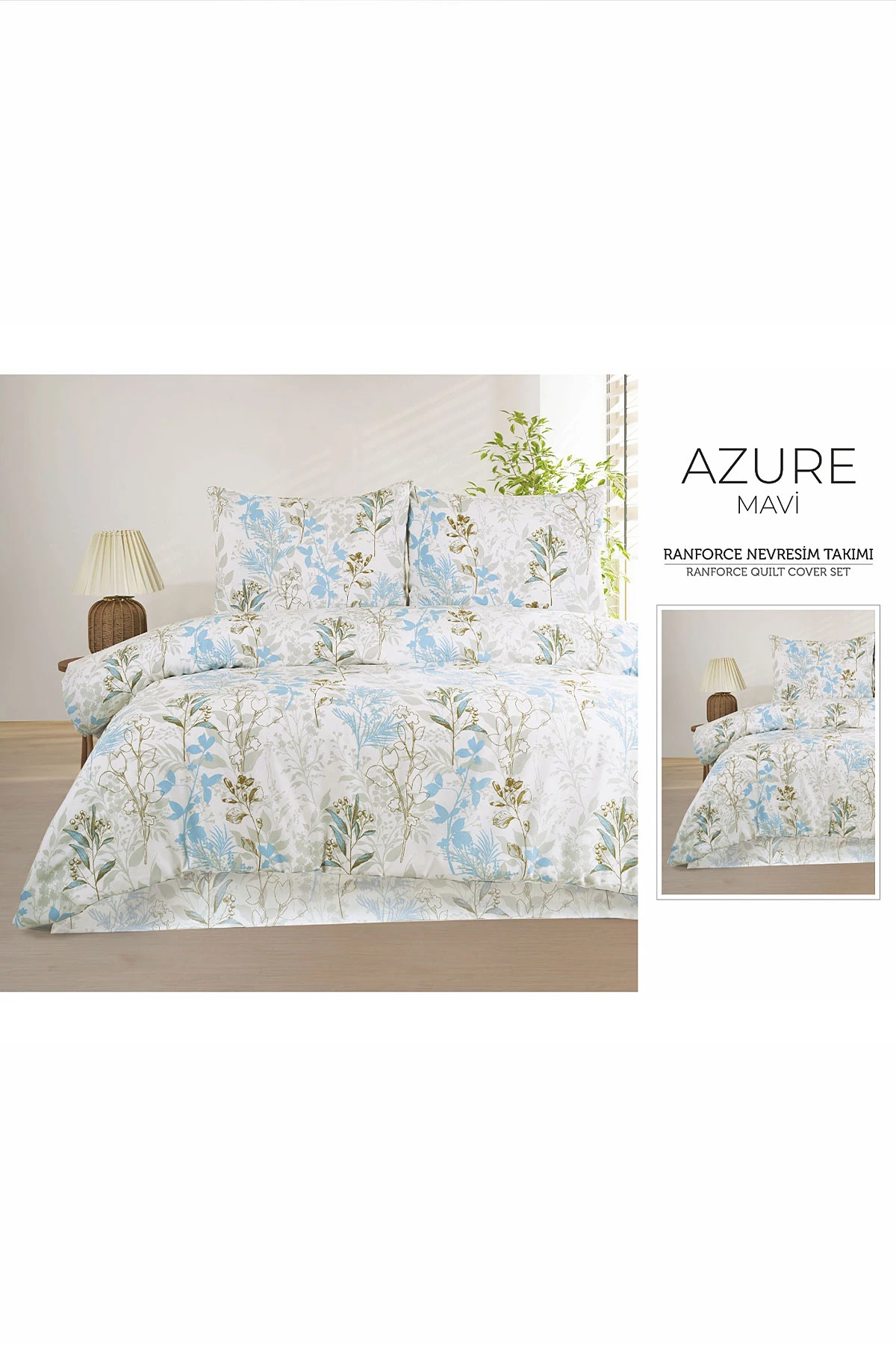 Mavi 200x220 Cm Bella Home Çift Kişilik Fitted New Box Nevresim Takımı 487081