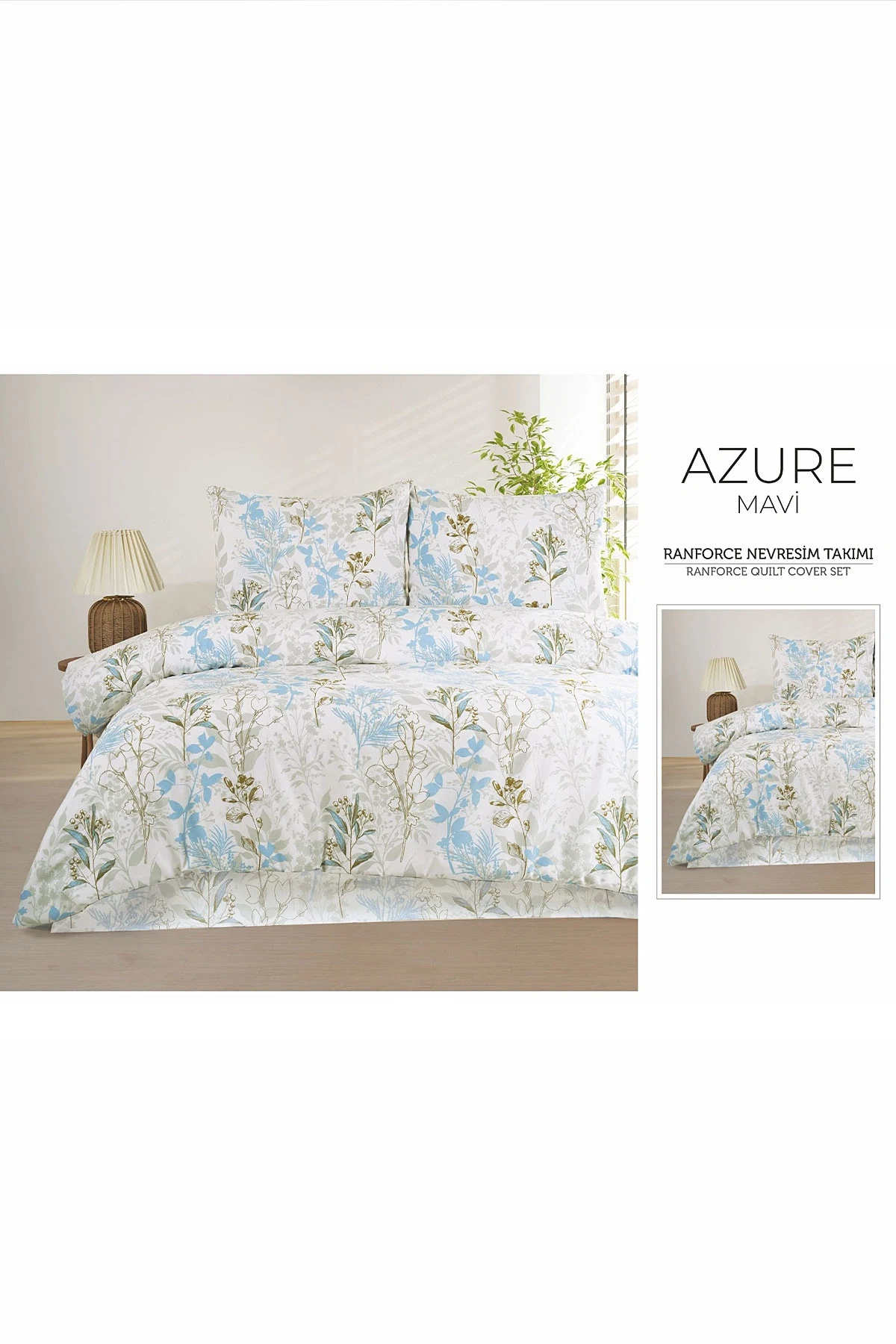 Mavi 200x220 Cm Bella Home Lastiksiz Battal Boy New Box Nevresim Takımı 492012