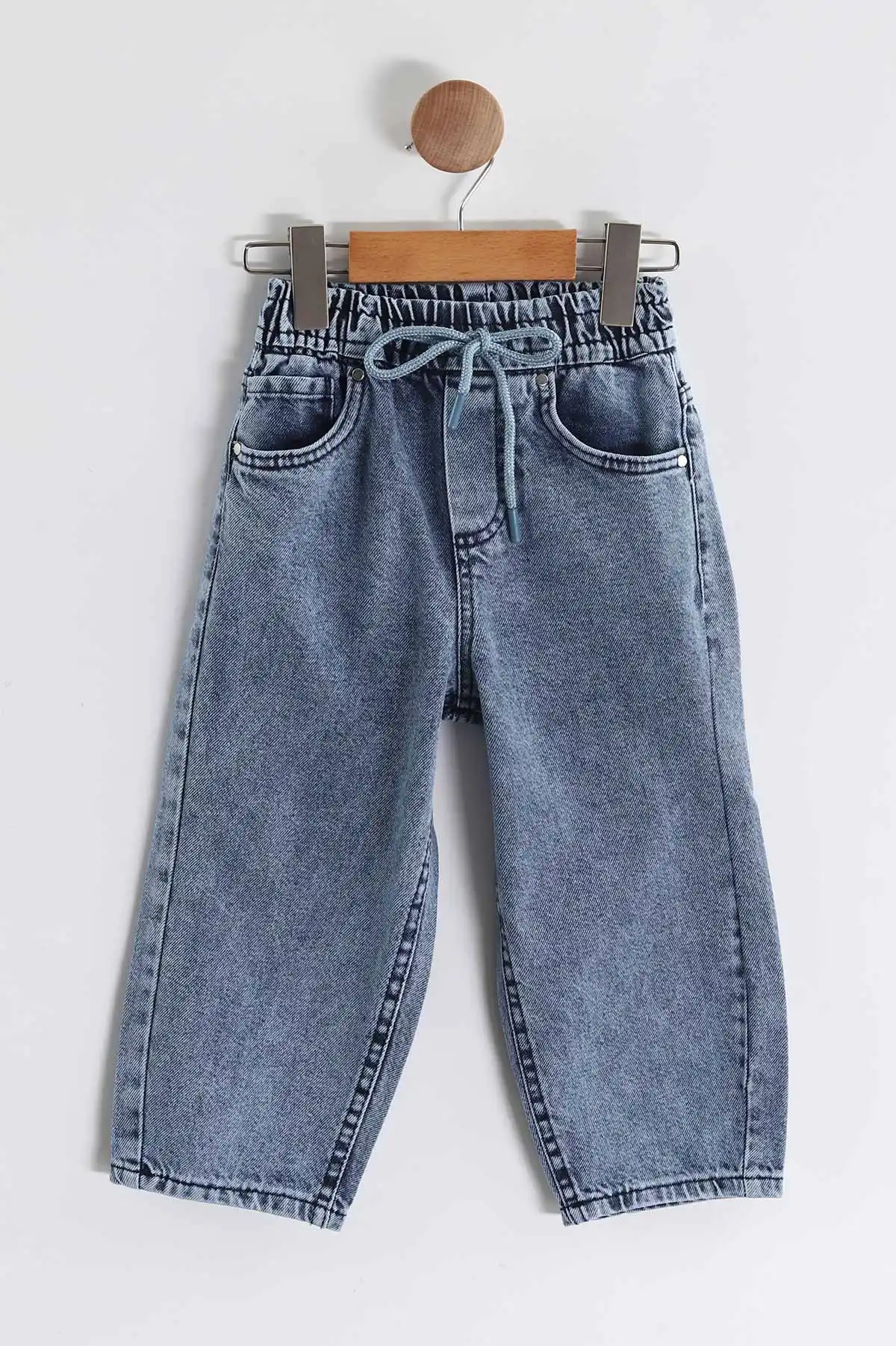 Mavi (3-10 Yaş)   Çizgi Baskılı Sweatli Kot Pantolonlu Erkek Çocuk 2'li Takım 437395