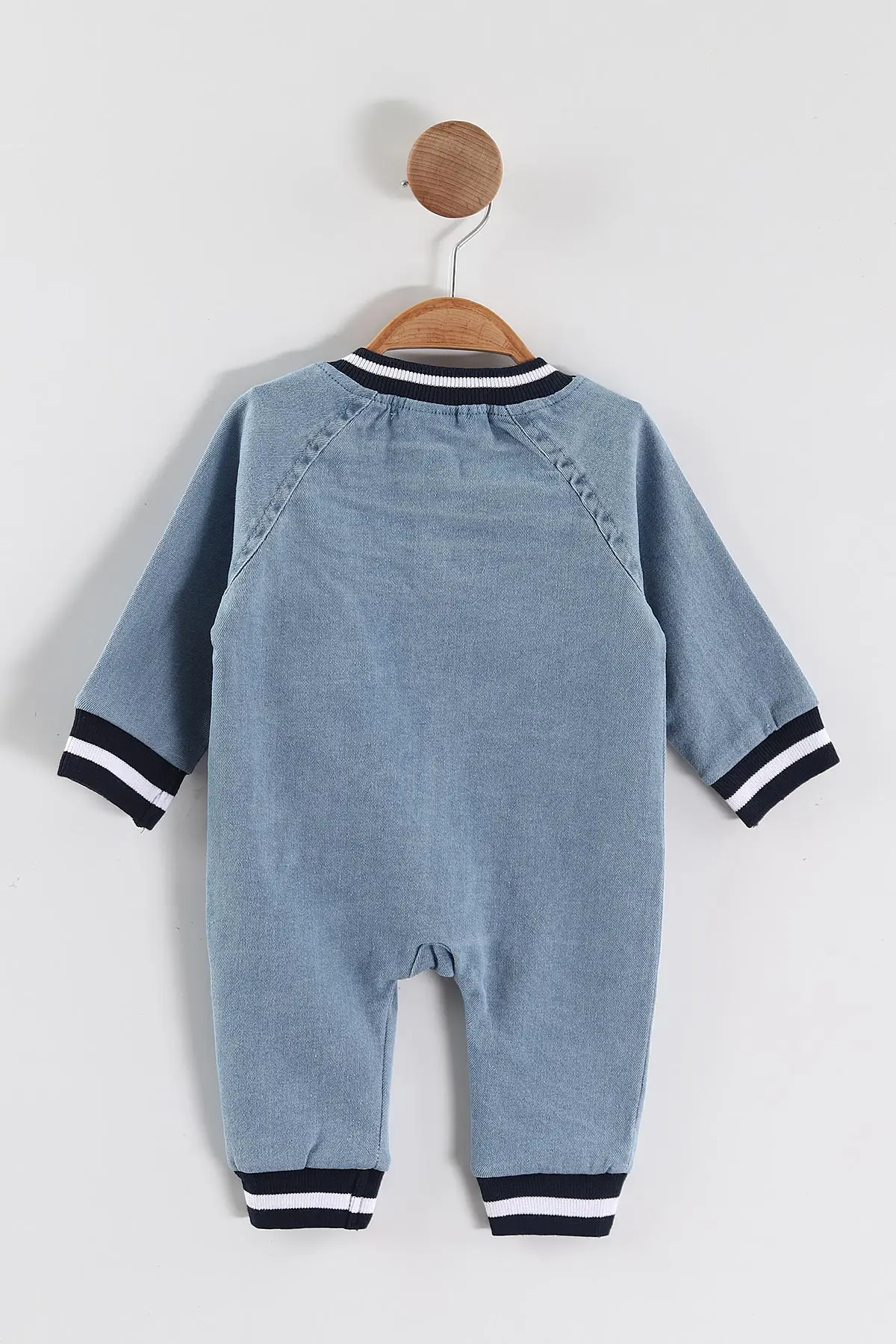 Mavi (3-12 Ay) Fermuarlı Erkek Bebek Kot Tulum 468787