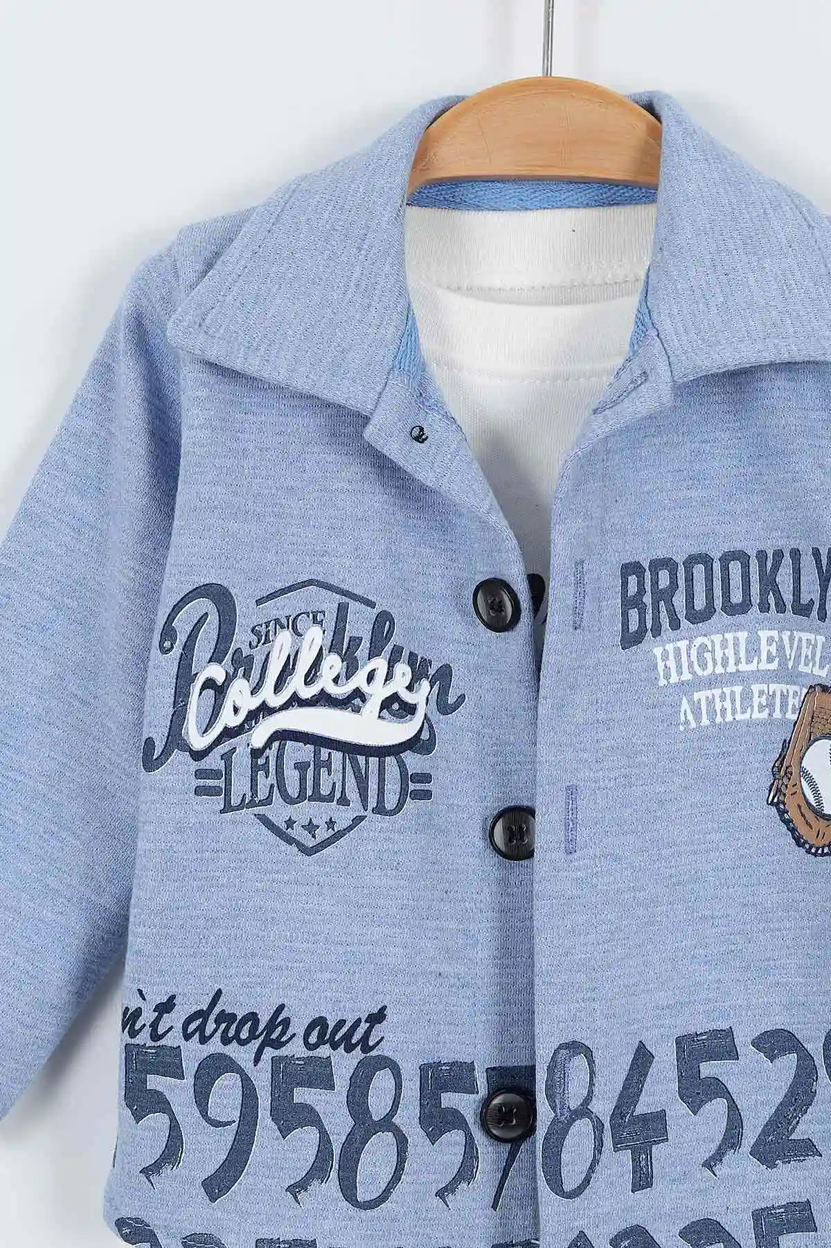 Mavi (3-18 Ay) Brooklyn Legend Baskılı 3'lü Erkek Bebek Takım 340631