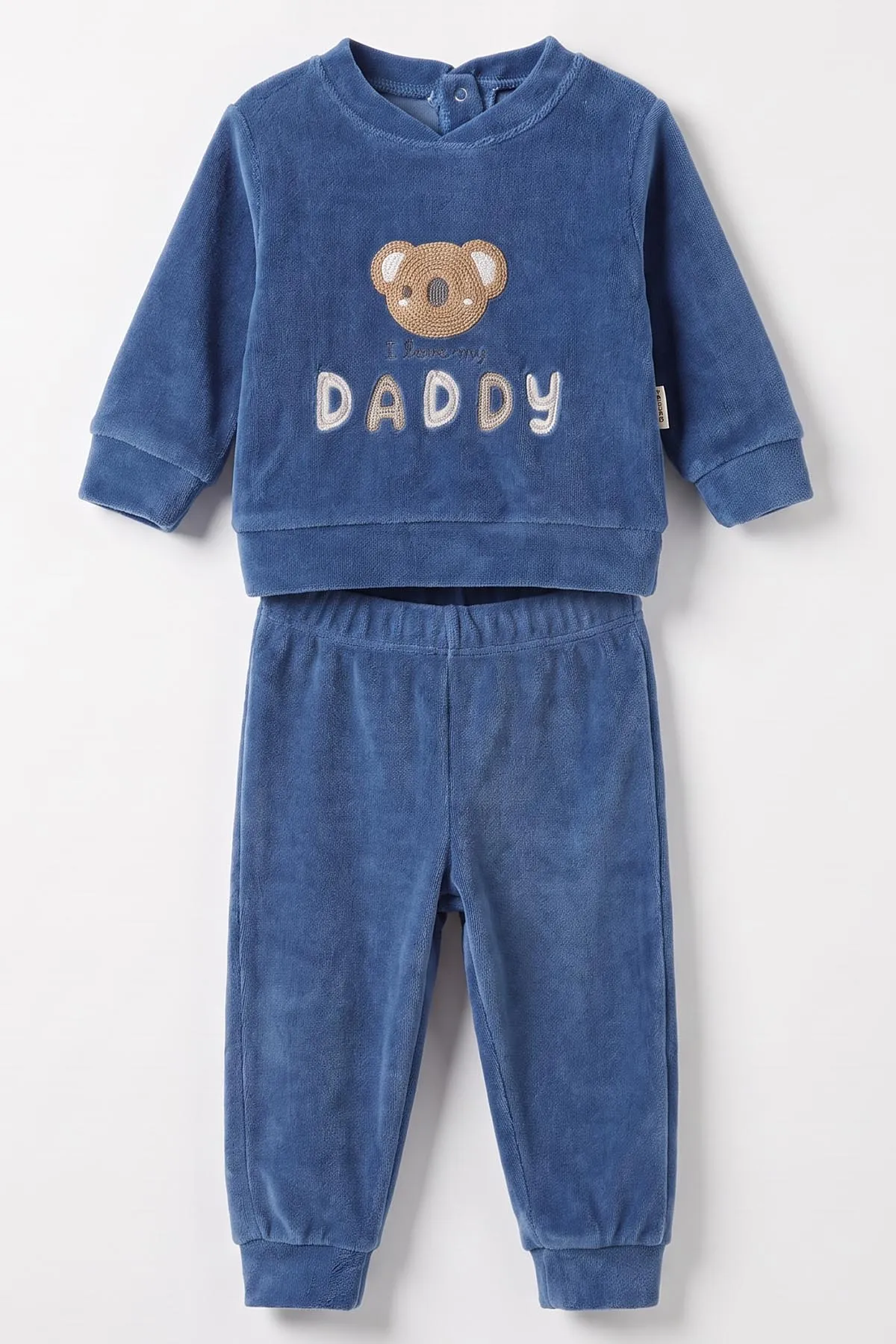 Mavi (3-18 Ay)  Dady  Nakışlı  Kadife Erkek  Bebek Takım 487662