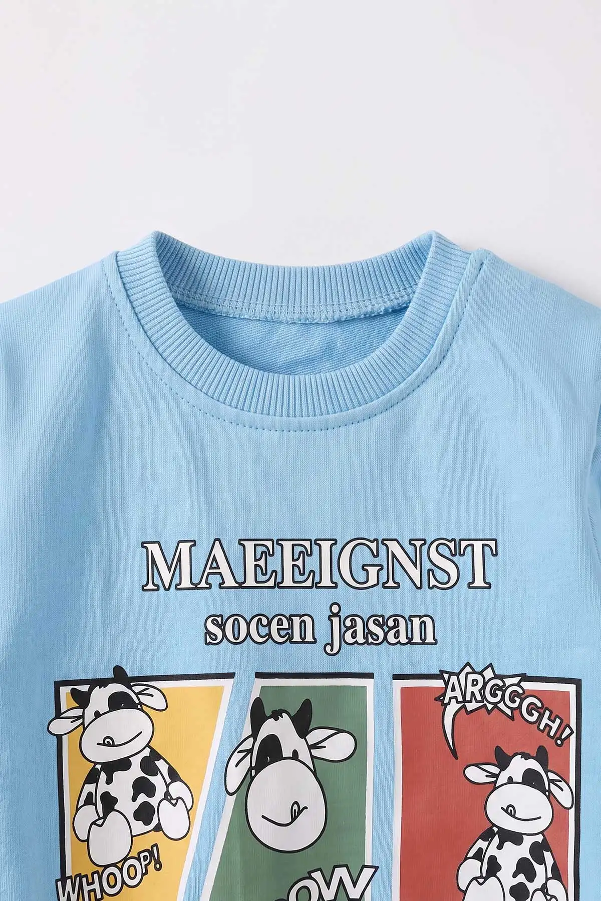 Mavi (3-24 Ay) İnek Baskılı  Erkek Bebek 2'li  Takım 473044