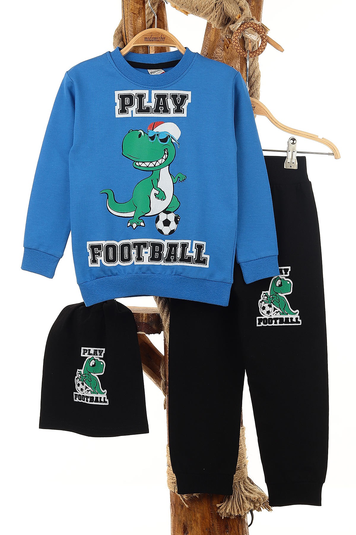 Mavi (3-6 Yaş) Play Dinazor Futboll Baskılı Erkek Çocuk Takım 146804