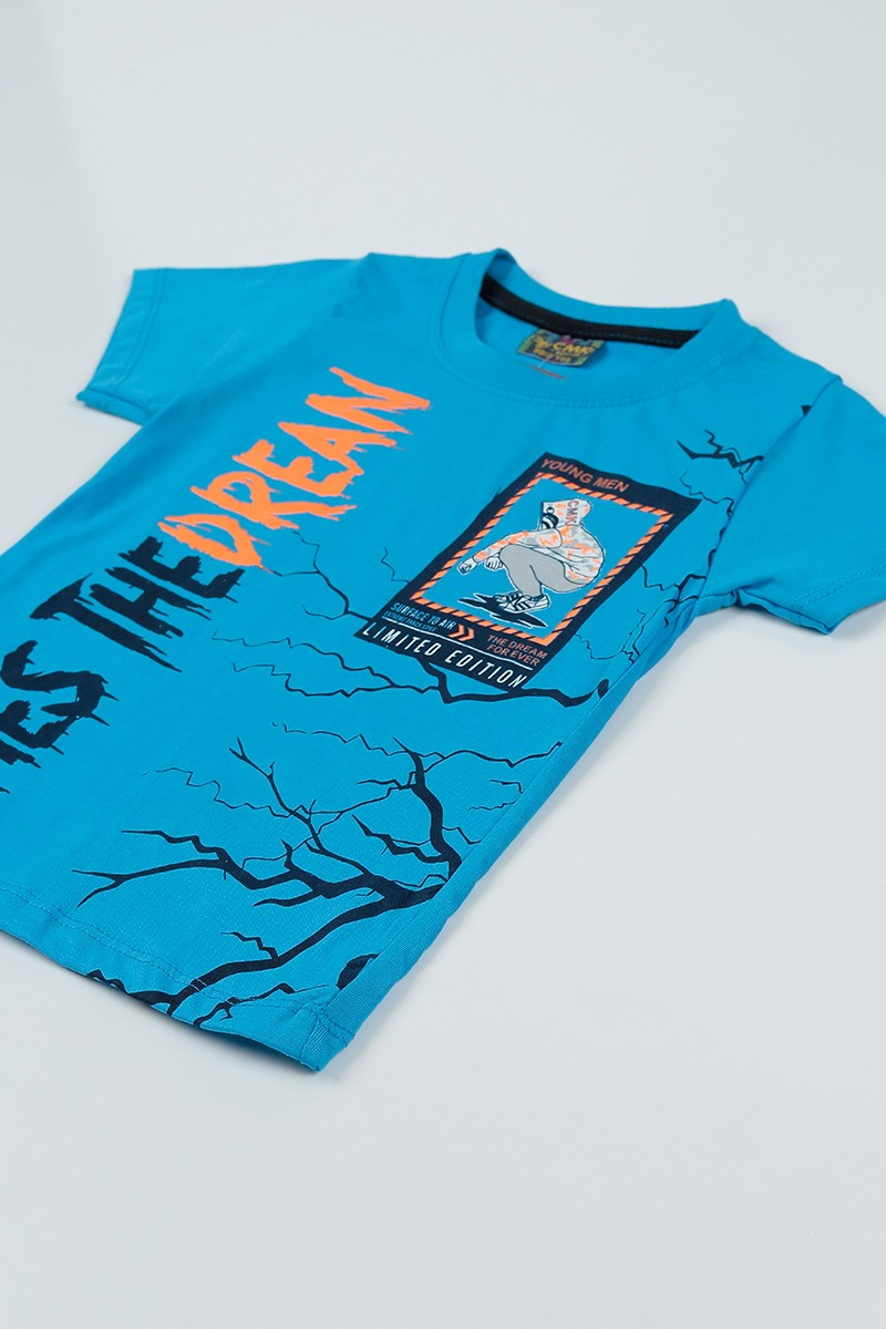 Mavi (3-7 Yaş) Street Style Erkek Çocuk Tişört 94531