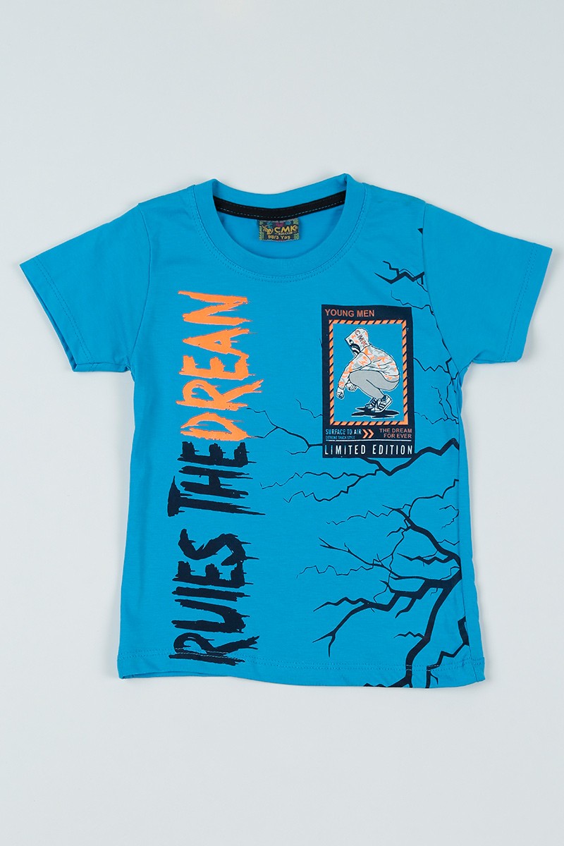 Mavi (3-7 Yaş) Street Style Erkek Çocuk Tişört 94531