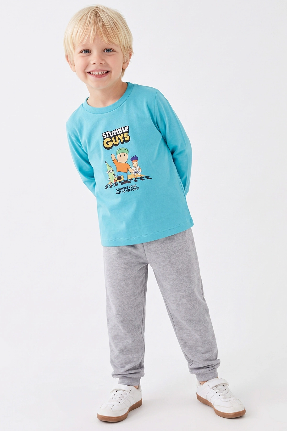 Mavi (3-8 Yaş) Karakter Baskılı İnterlok Kumaş Erkek Çocuk Pijama Takım 491044