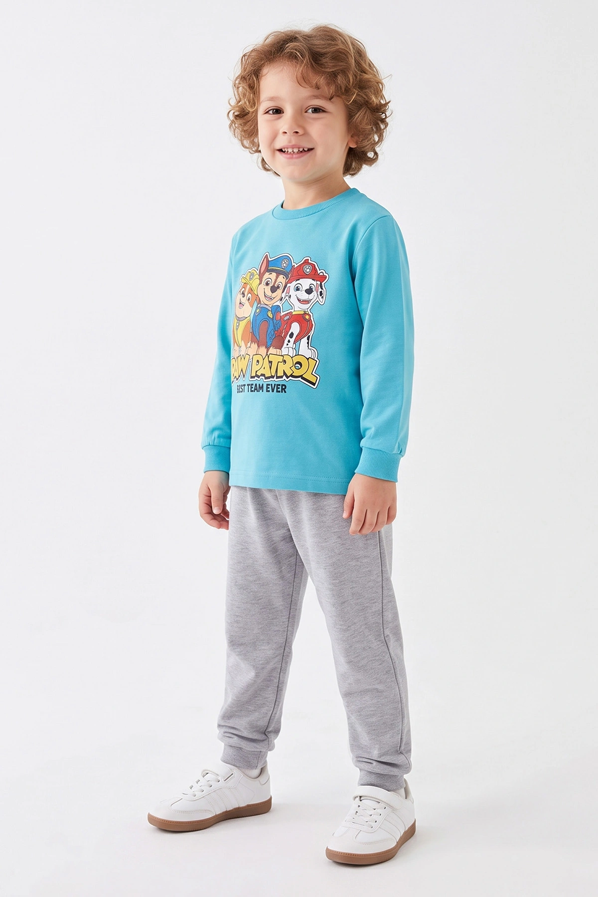 Mavi (3-8 Yaş) Karakter Baskılı İnterlok Kumaş Erkek Çocuk Pijama Takım 491046