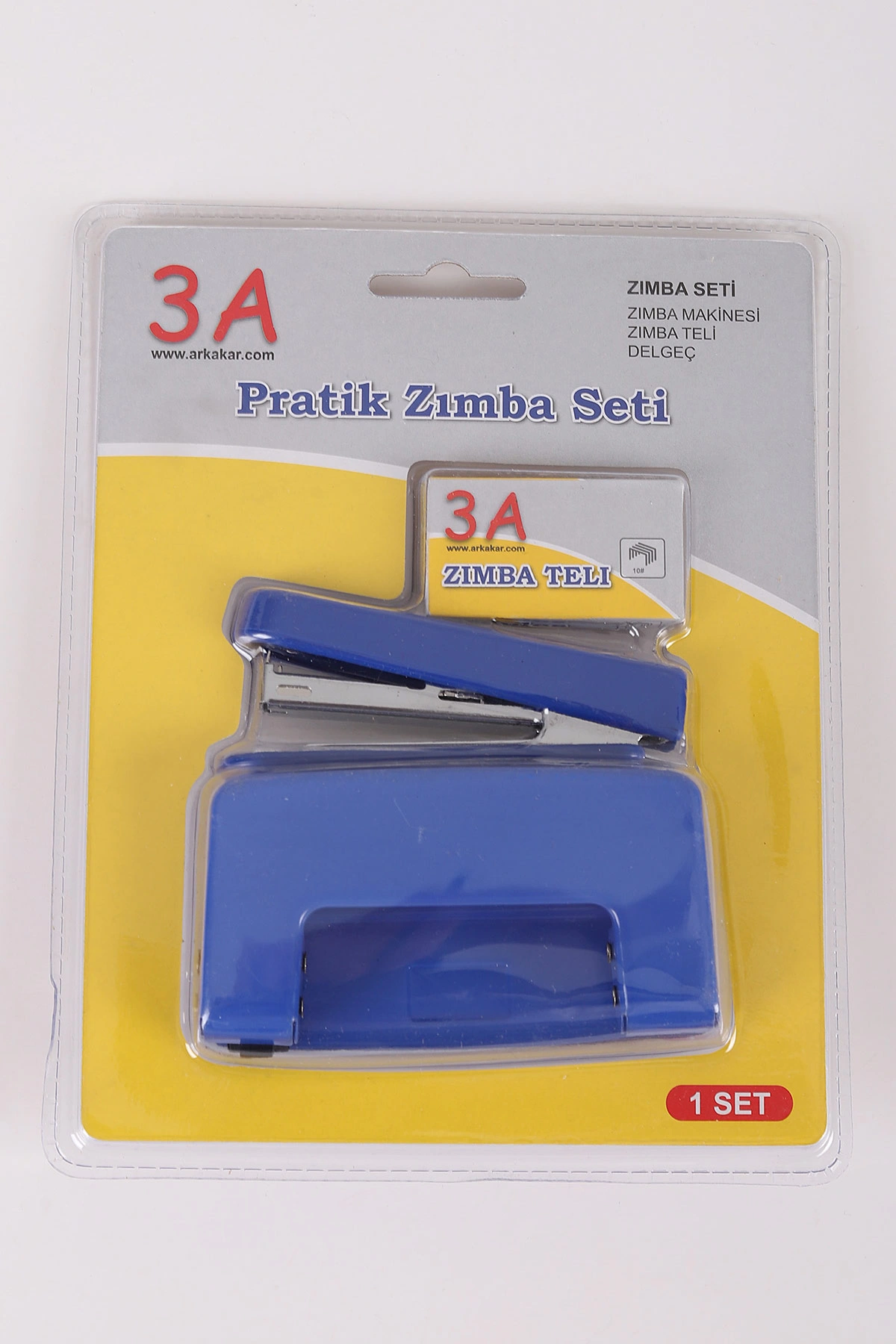 Mavi 3A 3'lü Pratik Zımba Seti (Zımba Makinesi No:10 - Zımba Teli No:10 - Delgeç) 450210