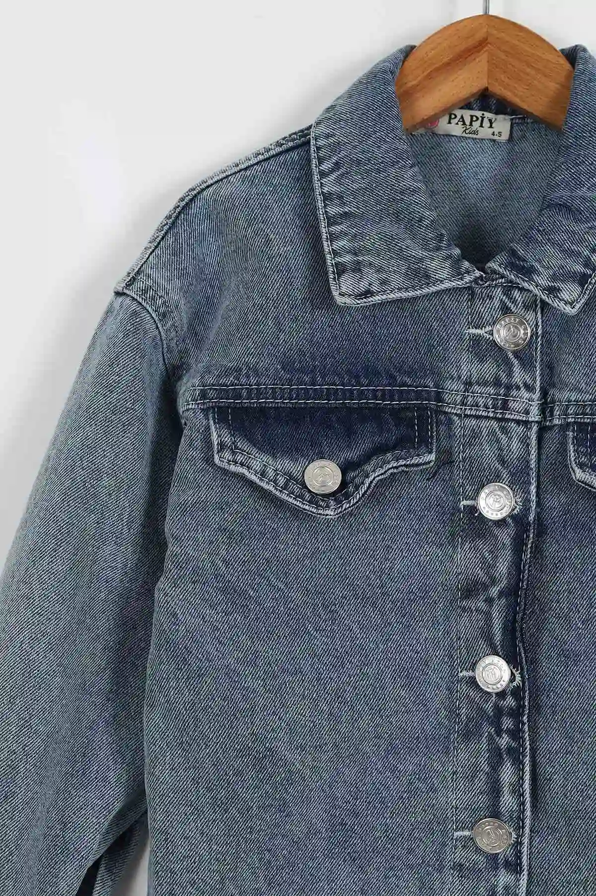 Mavi (4-12 Yaş) Lazer Kesim Klasik Kot Kız Çocuk 2'li Takım 428893