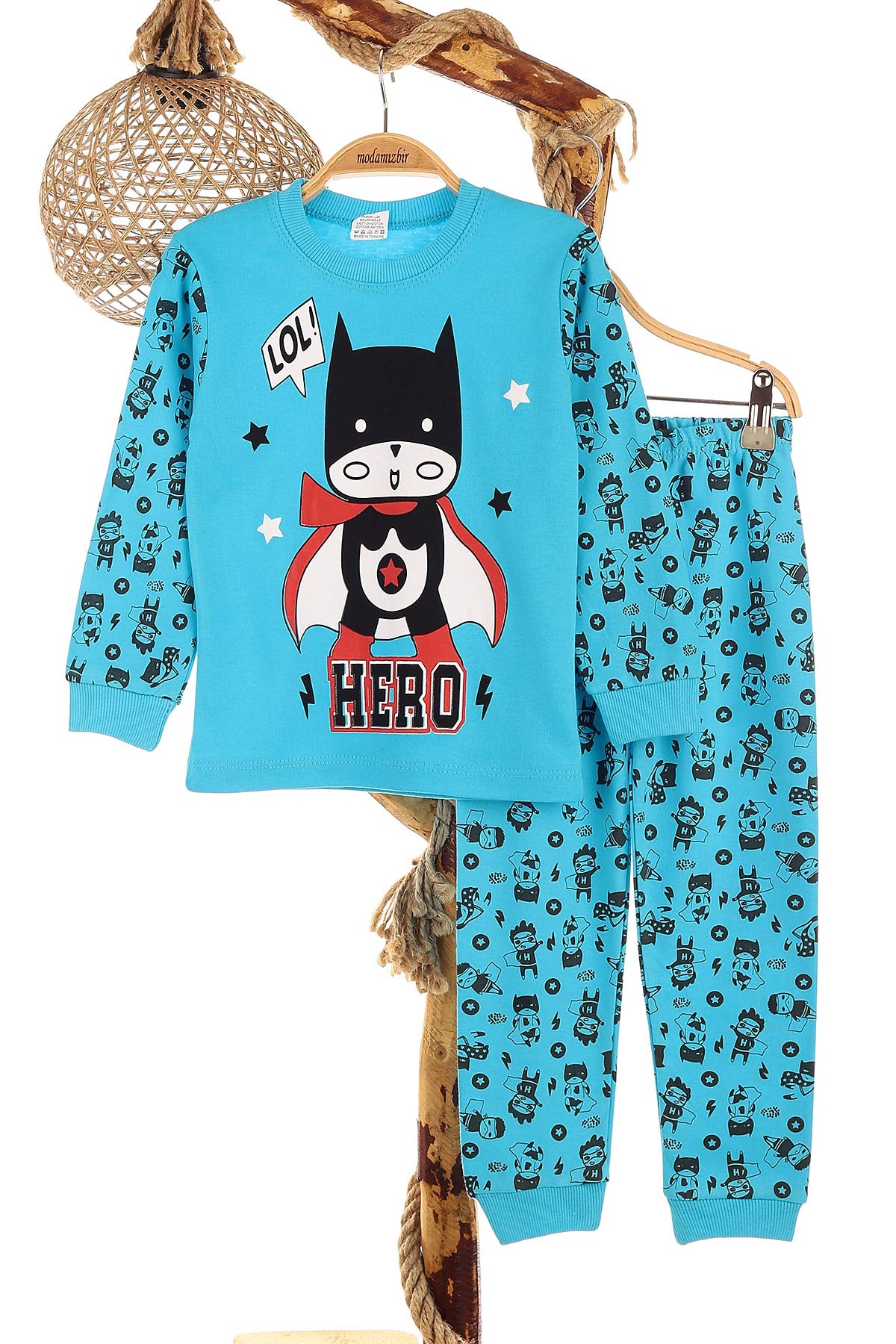 Mavi (4-6 Yaş) Lol Kahraman Baskılı Erkek Çocuk Pijama Takım 150868