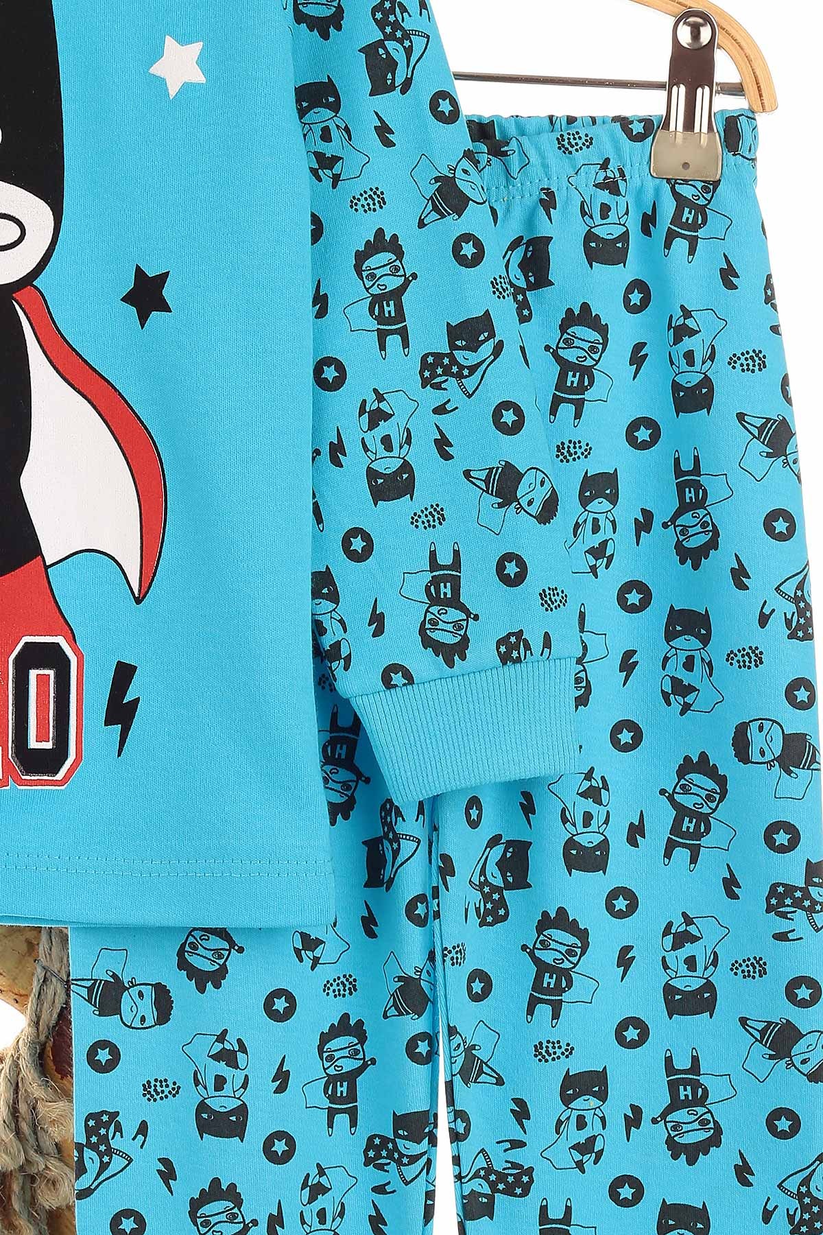 Mavi (4-6 Yaş) Lol Kahraman Baskılı Erkek Çocuk Pijama Takım 150868