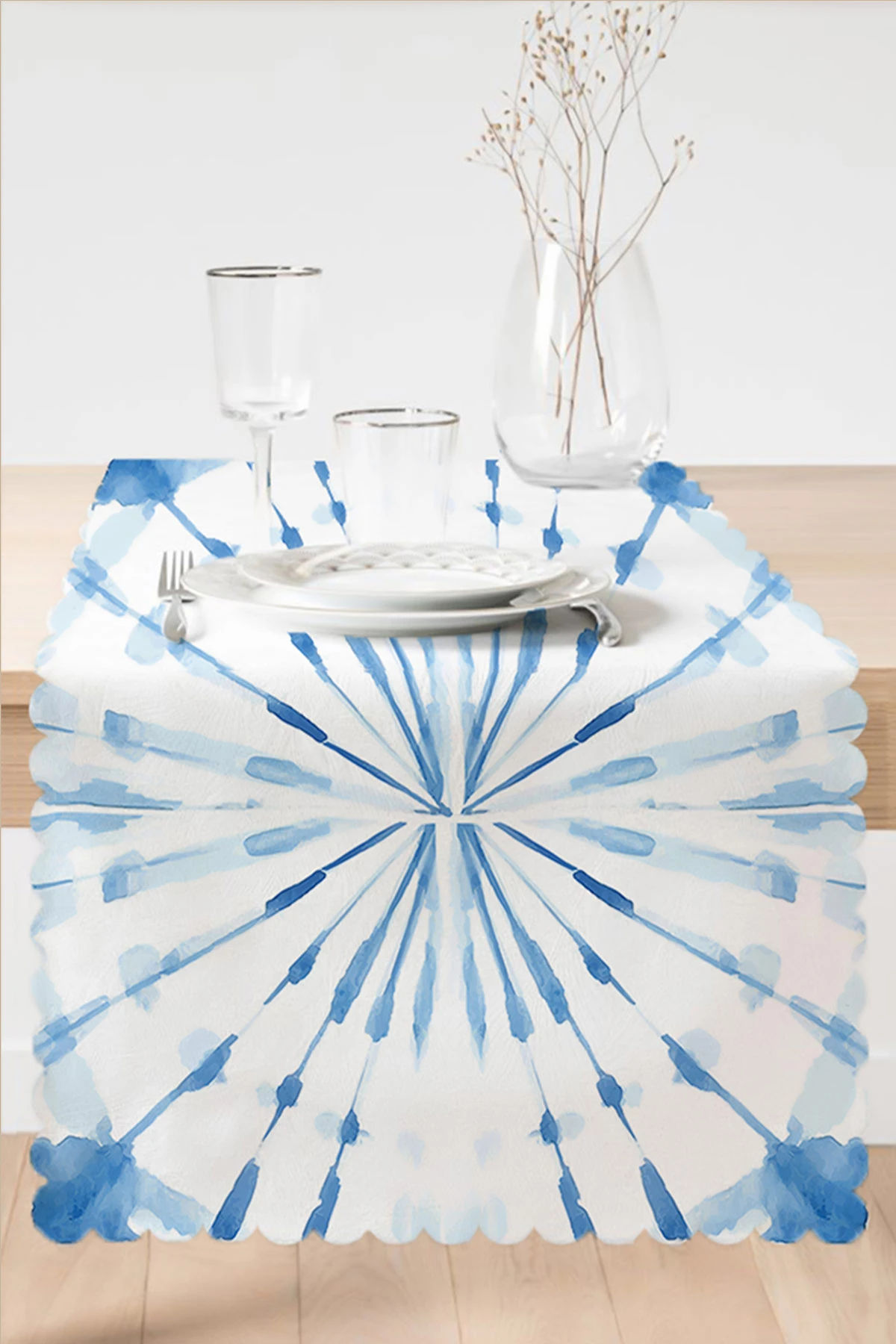 Mavi 45x140 Dijital Baskılı Özel Tasarım Modern Runner 230941