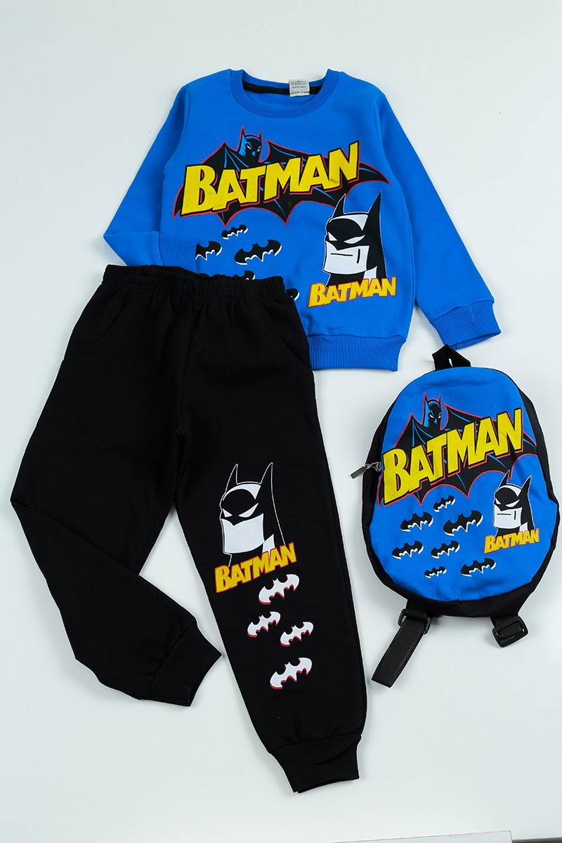 Mavi (5-8 Yaş) Batman Baskılı Çantalı Erkek Çocuk Takım 96591