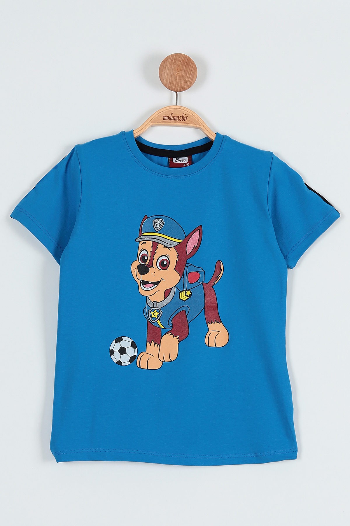 Mavi (5-8 Yaş) Köpek Top Baskılı Erkek Çocuk Tişört 185396
